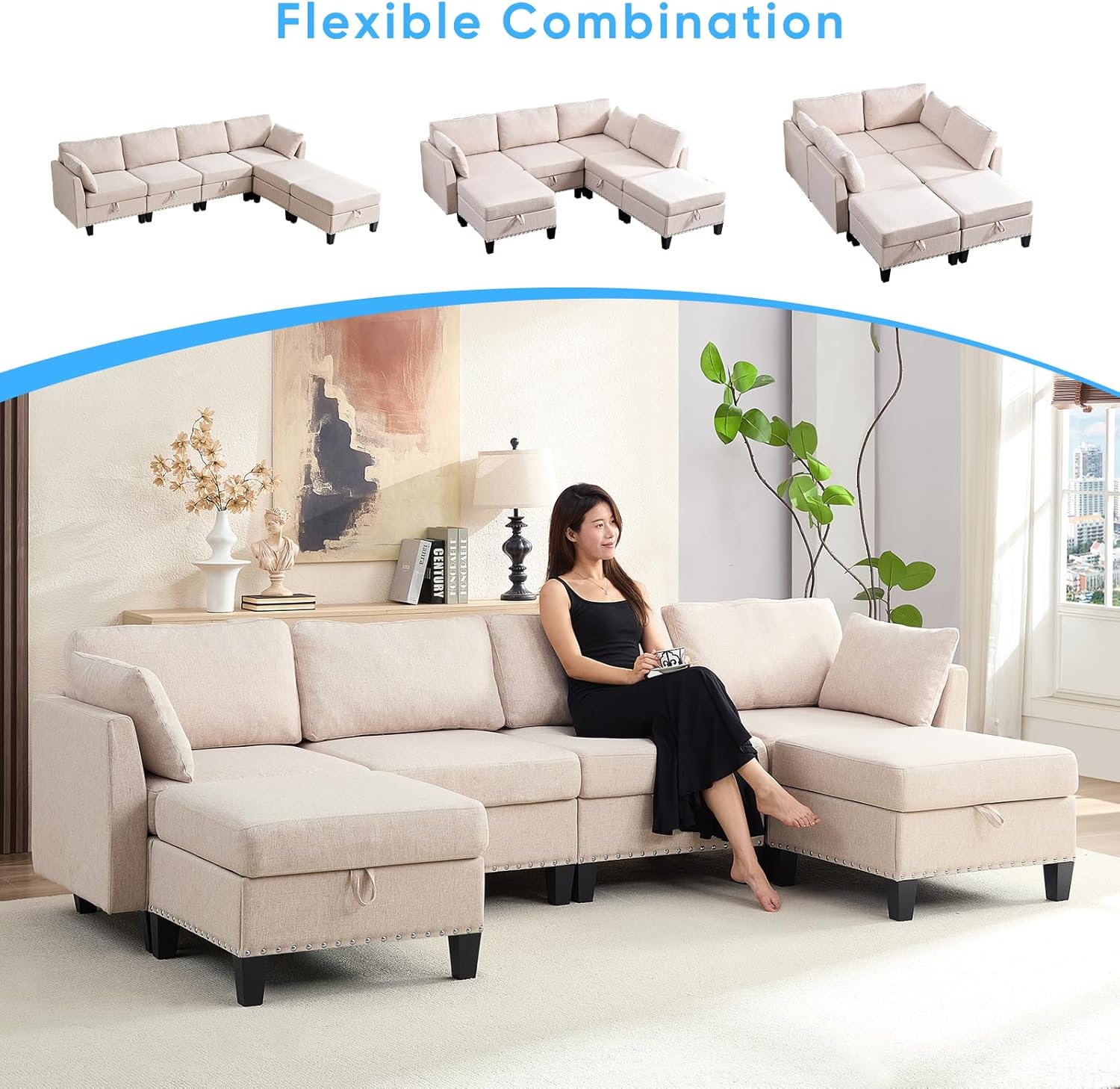 Mjkone LW11304-BEIGE Sofas-Loveseats - View #5