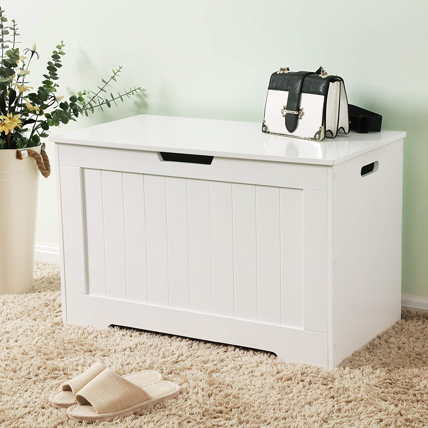 GZMR Wooden Toy Box White Rectangular Toy Box in the Toy Boxes ...