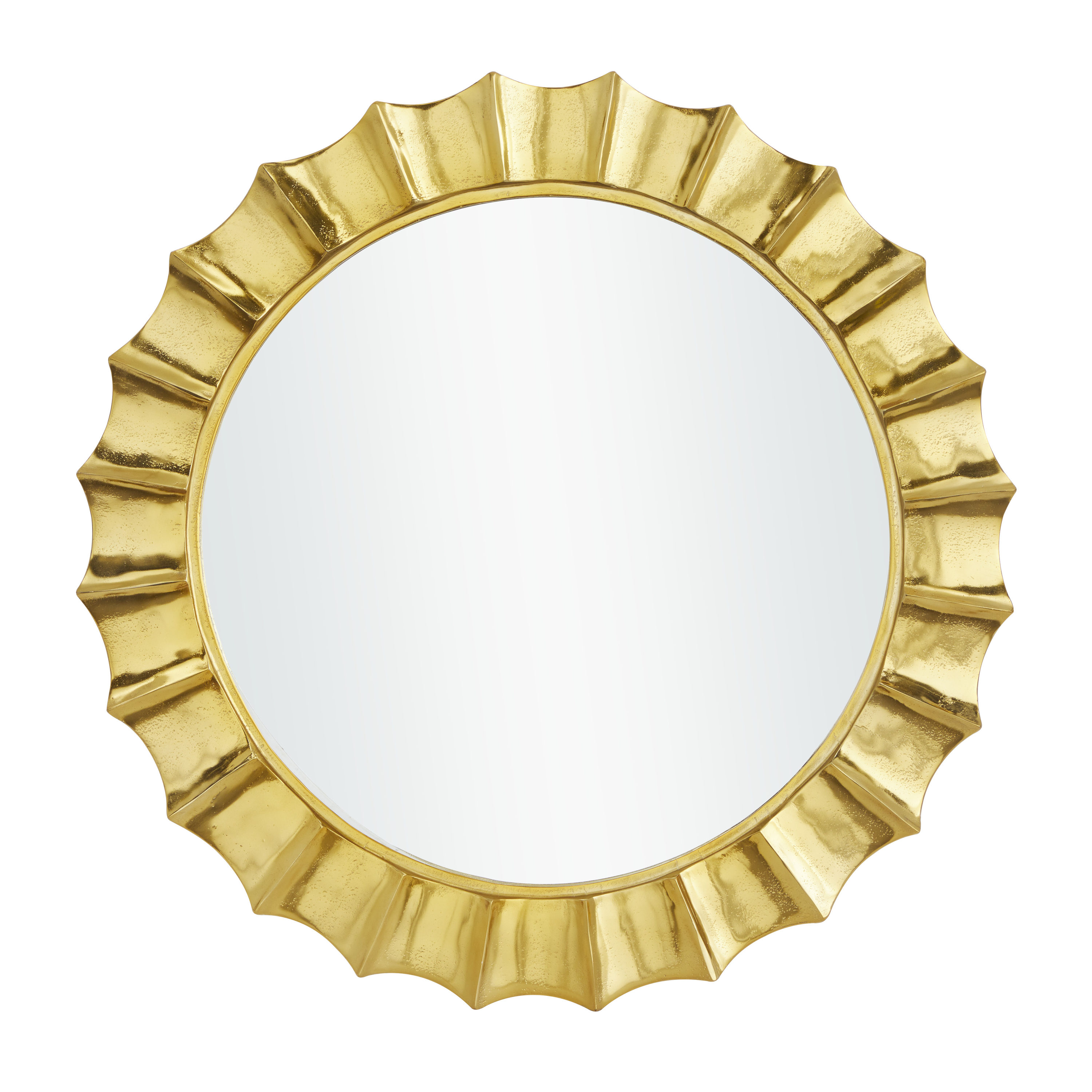 35-Inch Round Gold Sunburst Wall Mirror with Metal Frame