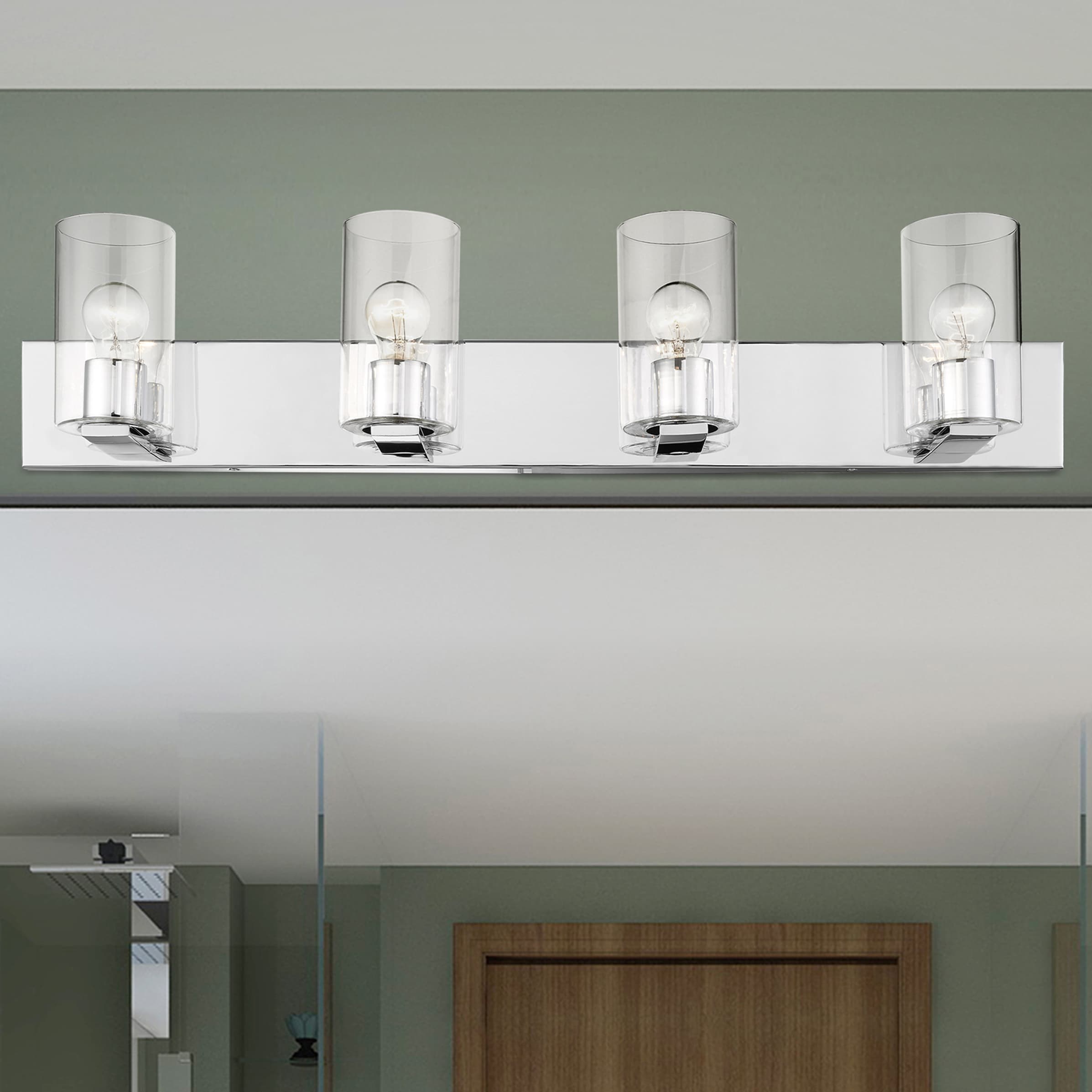 Zurich 4-Light Polished Chrome Vanity with Clear Glass