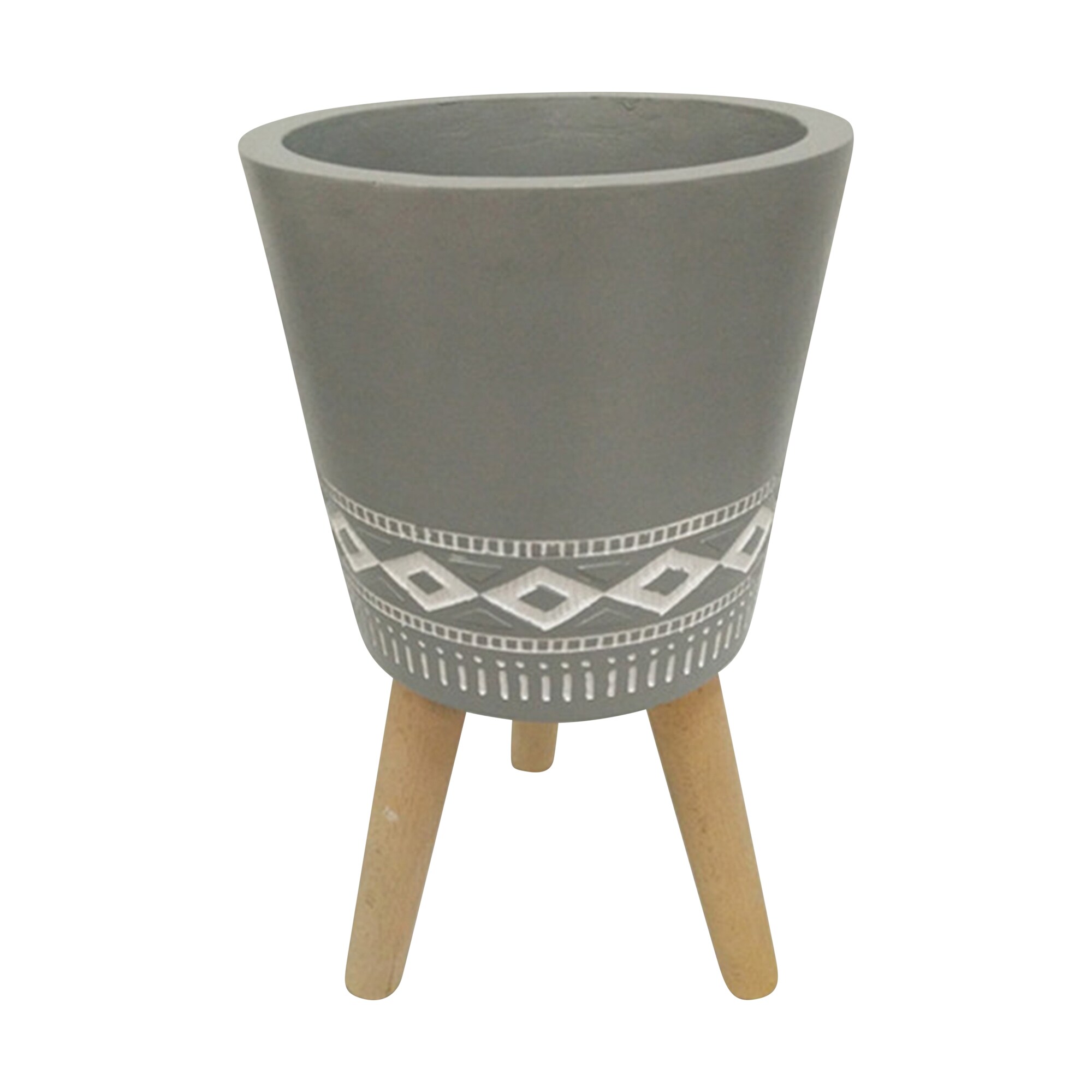 Kahomvis HDA-QPB0-824 Round 16.0-in W Medium Gray Plastic Indoor/Outdoor Planter