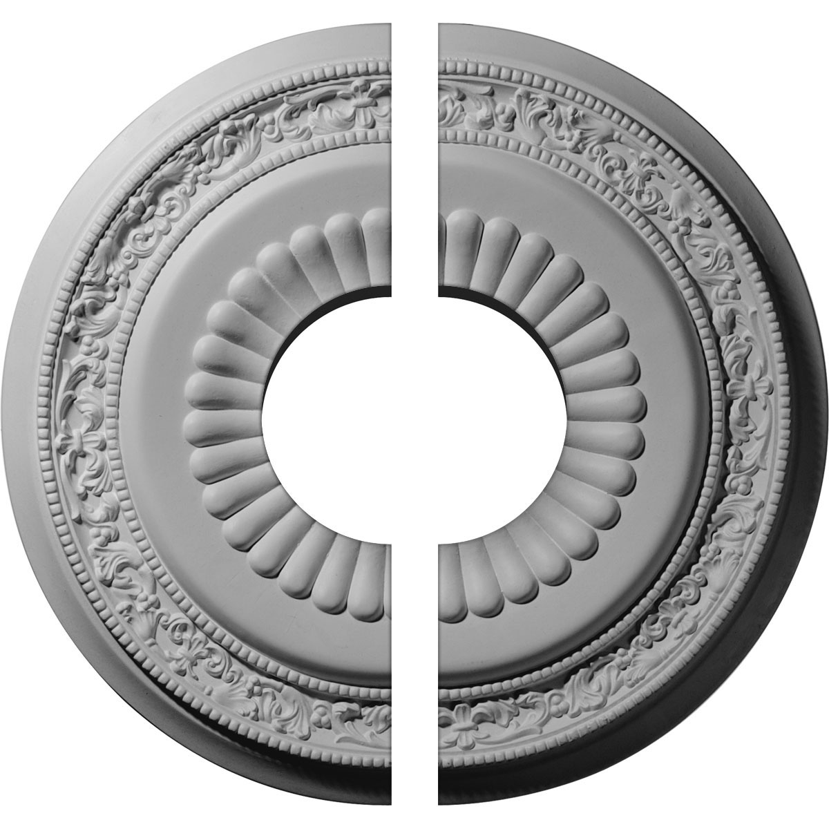 Ekena Millwork CM20LN2 Lauren 20.625-Inches W x 20.625-Inches L Architectural White Polyurethane Split Ceiling Medallion
