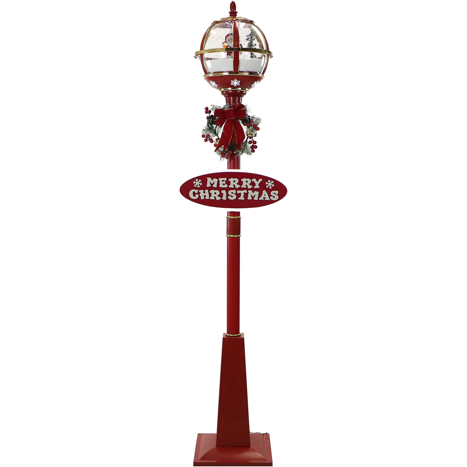 Fraser Hill Farm FSSL069A-RD2 Snow Globe Scene 69-in Lamp Post Lighted Musical Free Standing Decoration