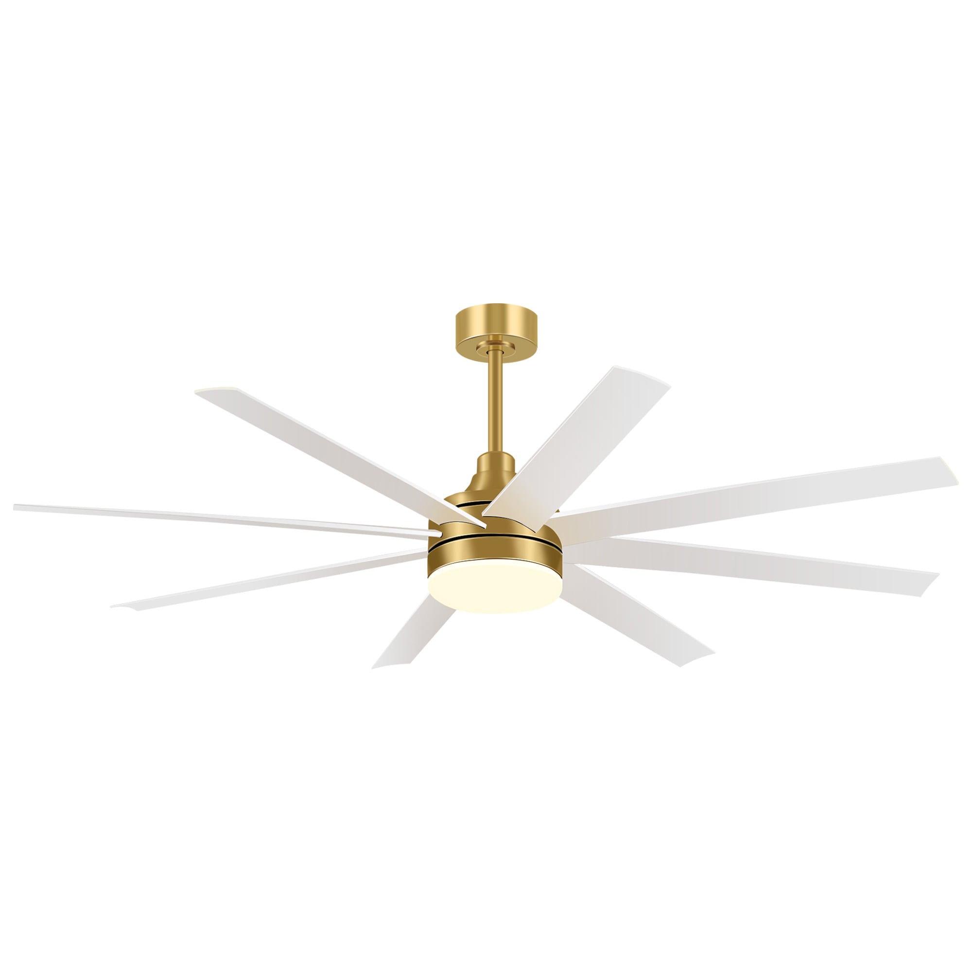Airsurfer 65 Gold with Black Blades Integrated LED Covered Outdoor Downrod Standard Ceiling Fan with Light and Remote Control Included (8-Blade)