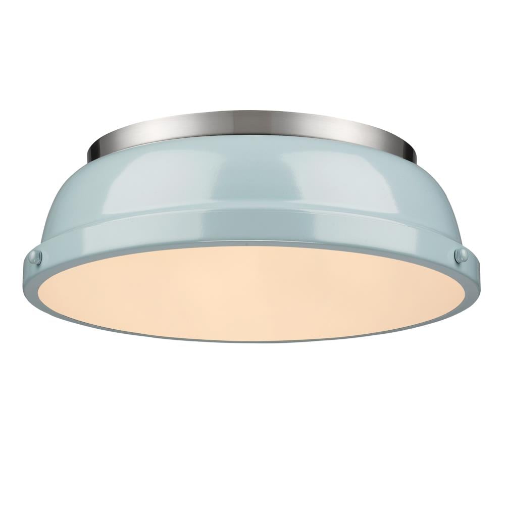 Golden Lighting 3602-14 PW-SF Duncan 2 -Light 14-in Satin Pewter Flush Mount Light