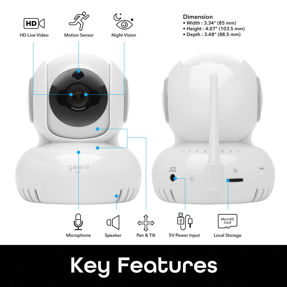 Geeni Sentinel Indoor 1-Camera Plug-in Micro Sd Micro Sd Security Camera  System at Lowes.com