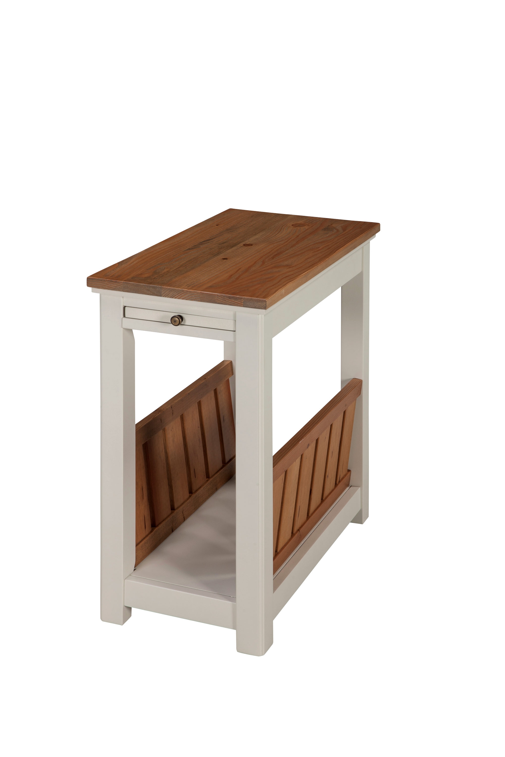 Painted Farmhouse Two-Shelf End Table, Wood Top