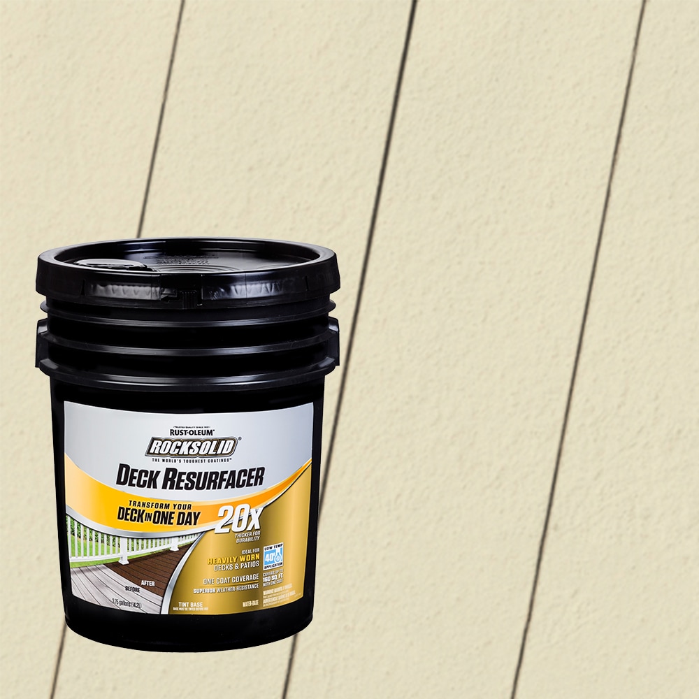 Rust-Oleum 319600T RockSolid 20X Deck Resurfacer Pre-Tinted Sailcloth Solid Exterior Wood Stain and Sealer in One ( 4-gallon )