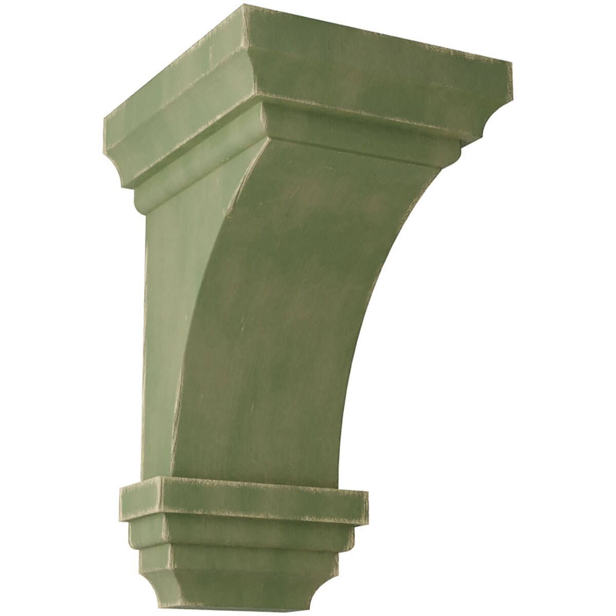 Ekena Millwork CORWD03X03X06JEGR 3.5-in x 3.75-in x 6-in Vintage Decor Finished Rubberwood Green Wood Paintable/Stainable Corbel