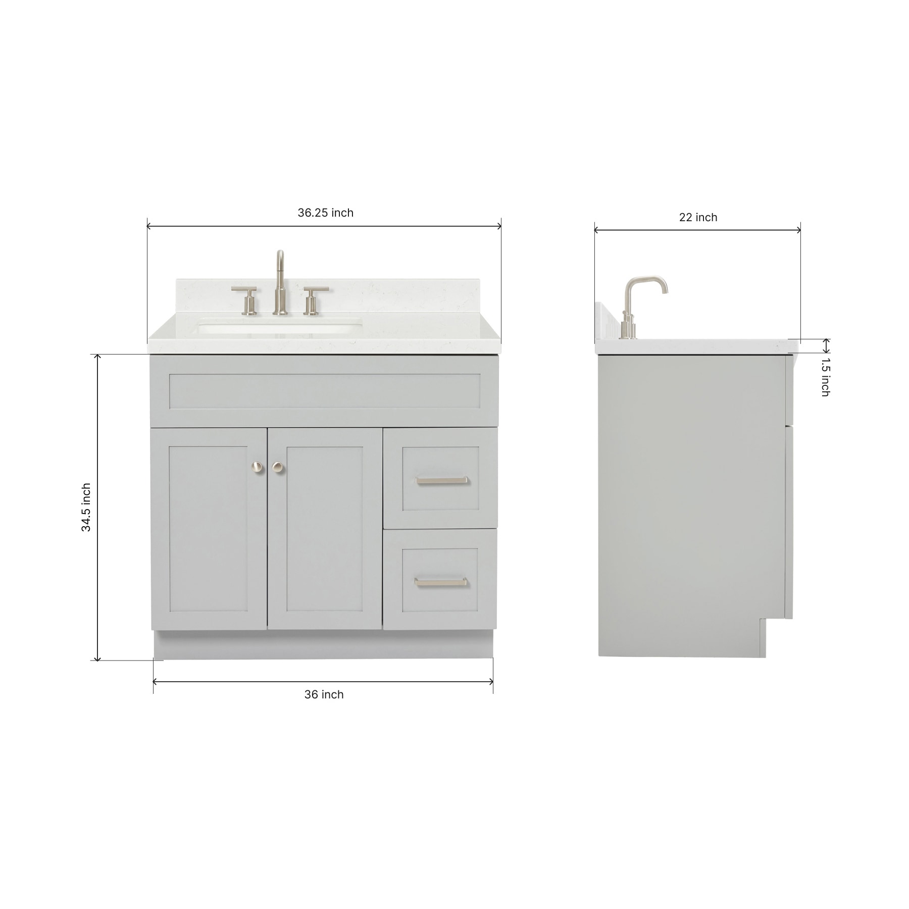 ARIEL F036SLCQRVOGRY Bath-Vanity-Combo - View #3