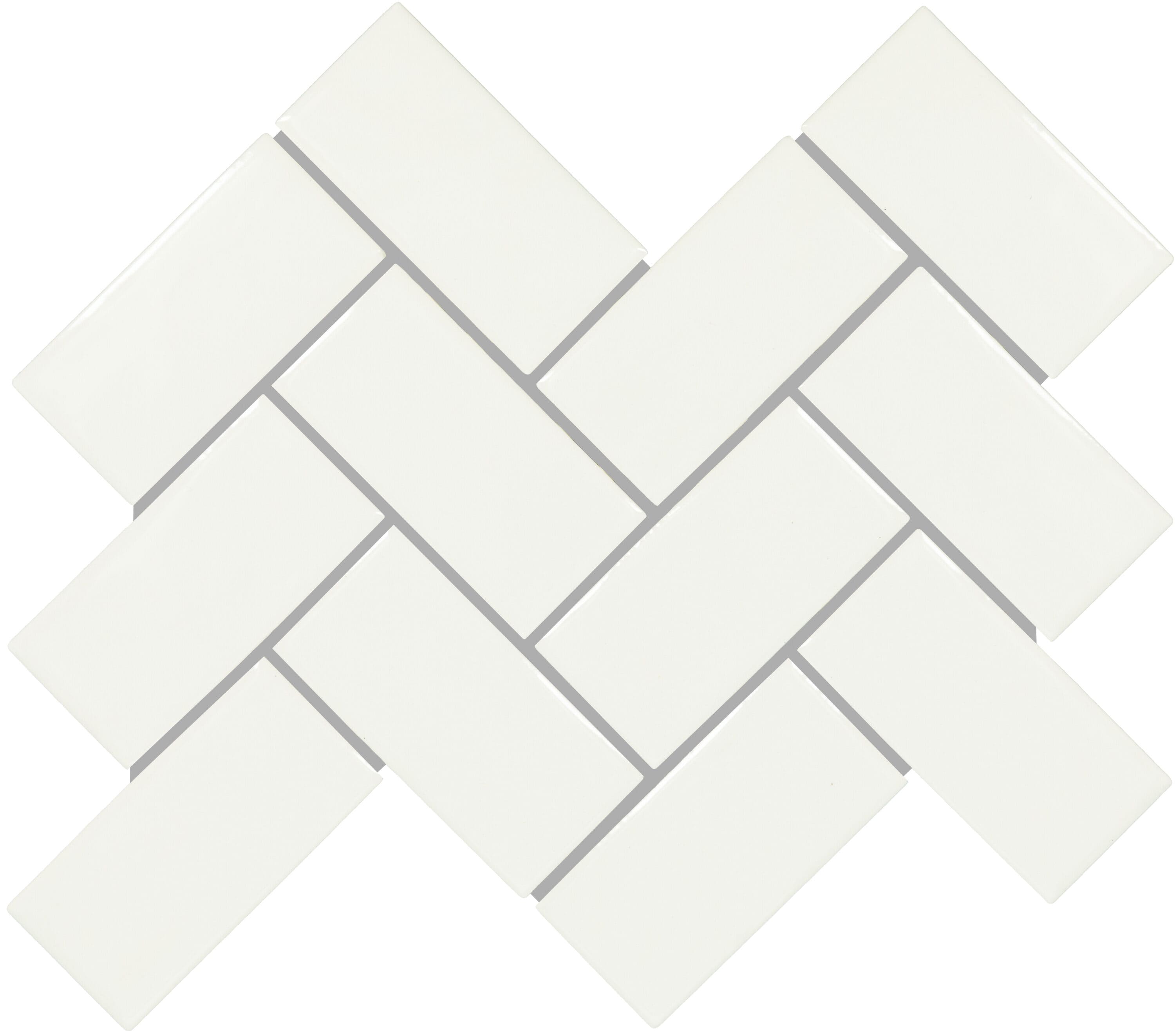 Hillcrest Ridge Elegant White 12-in x 14-in Glossy Ceramic Herringbone Patterned Wall Tile (8.04-sq. ft/ Carton) | - American Olean AT2024HERRMS1P2