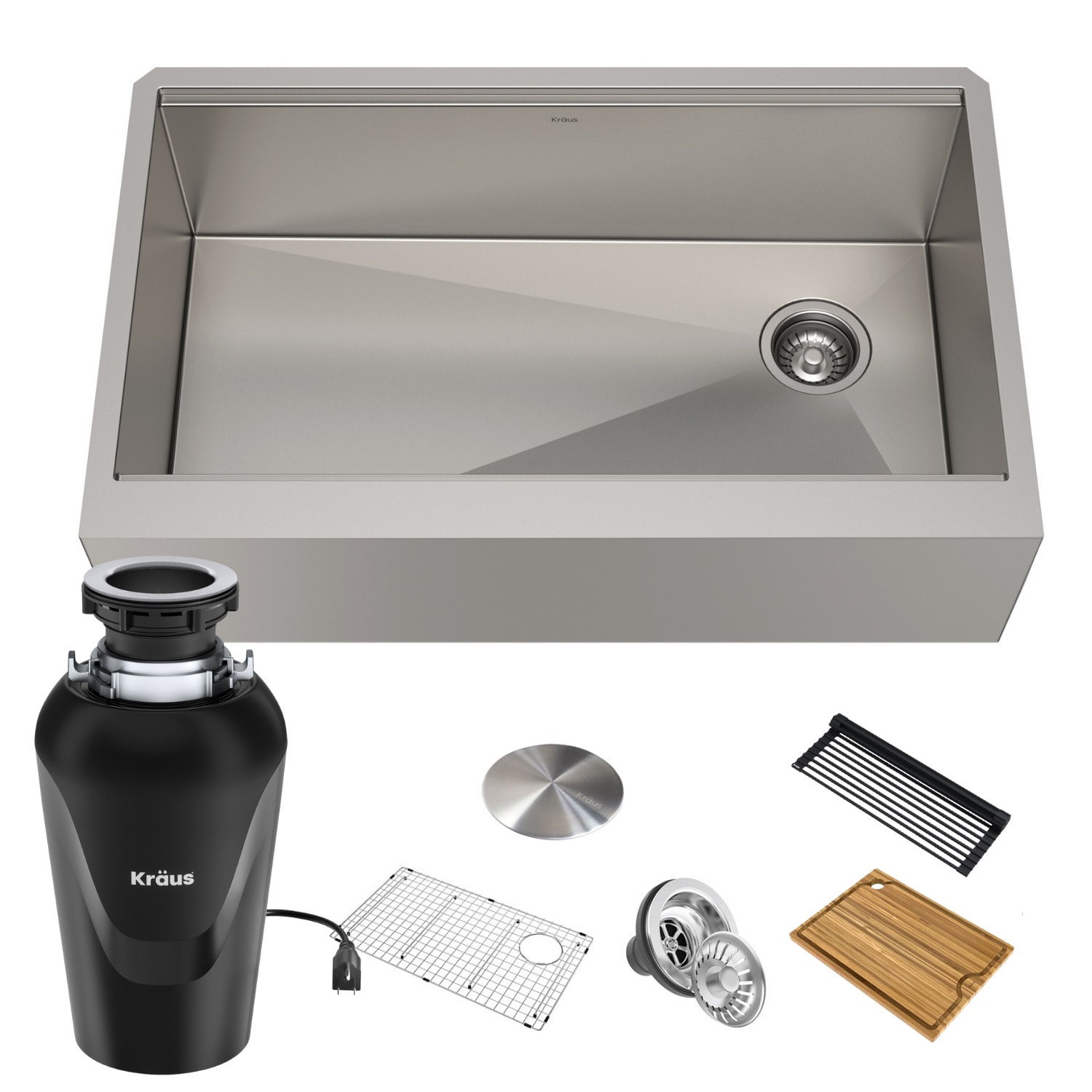 Kraus KWF410-33-100-75MB Kore Farmhouse apron front 32.88-in x 20.25-in Stainless steel Single bowl 16 -Gauge Workstation Kitchen Sink