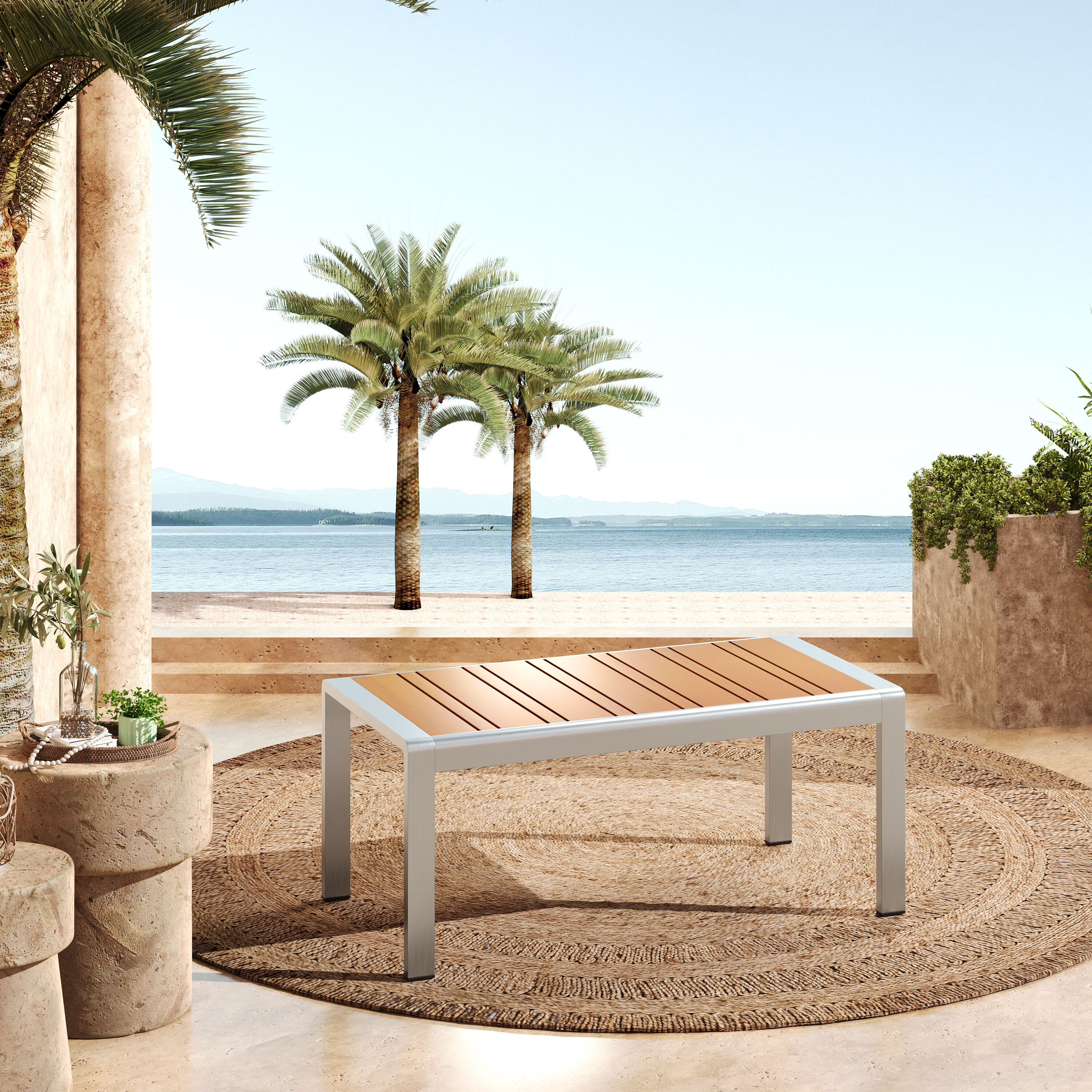 Christopher Knight Home 322694 Everett Outdoor Aluminum Coffee Table with Rust Resistant Frame