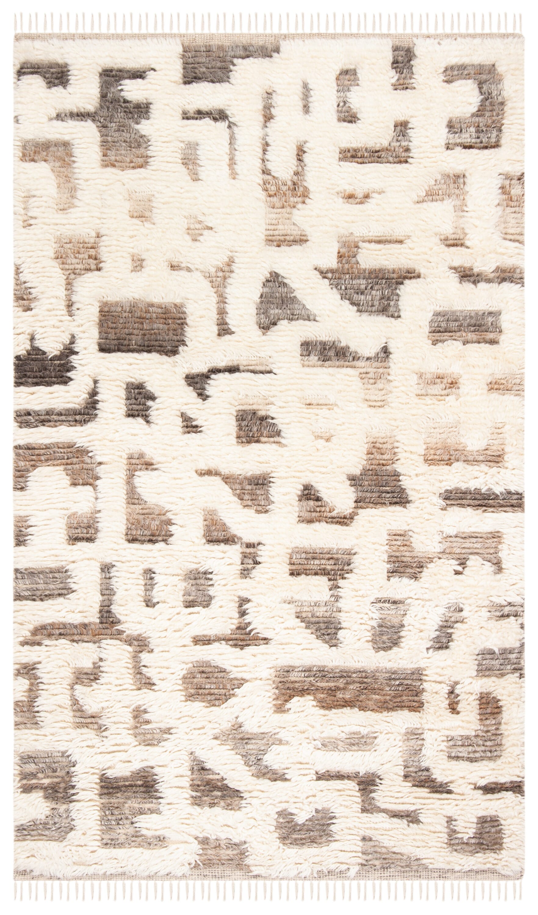 Ivory Shag Wool and Viscose 8' x 10' Hand-Knotted Rug
