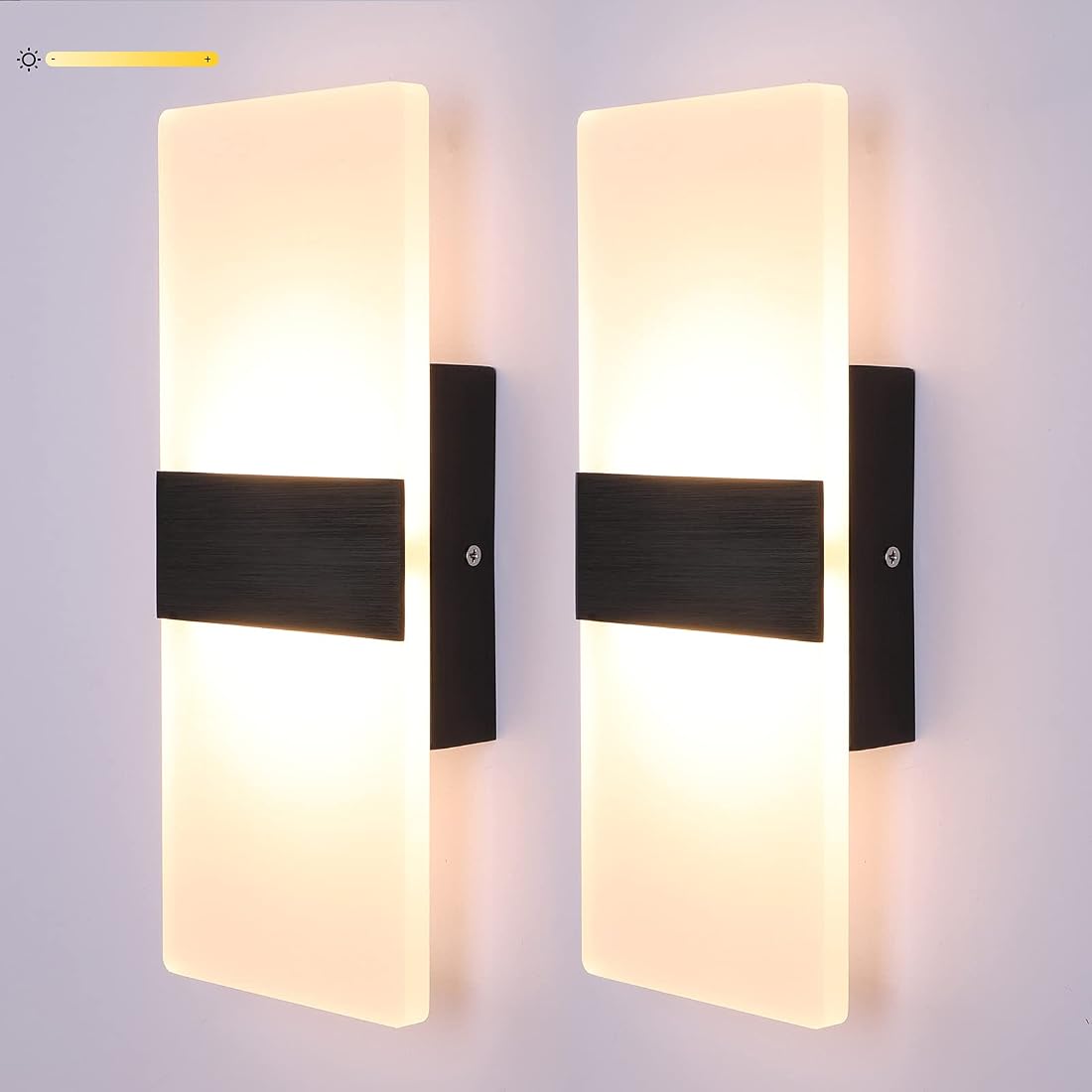 Aoibox  12W LED Wall Sconce Set of 2 3000K Warm White Acrylic and Aluminum Indoor Wall Light 1200 Lumens Lamp