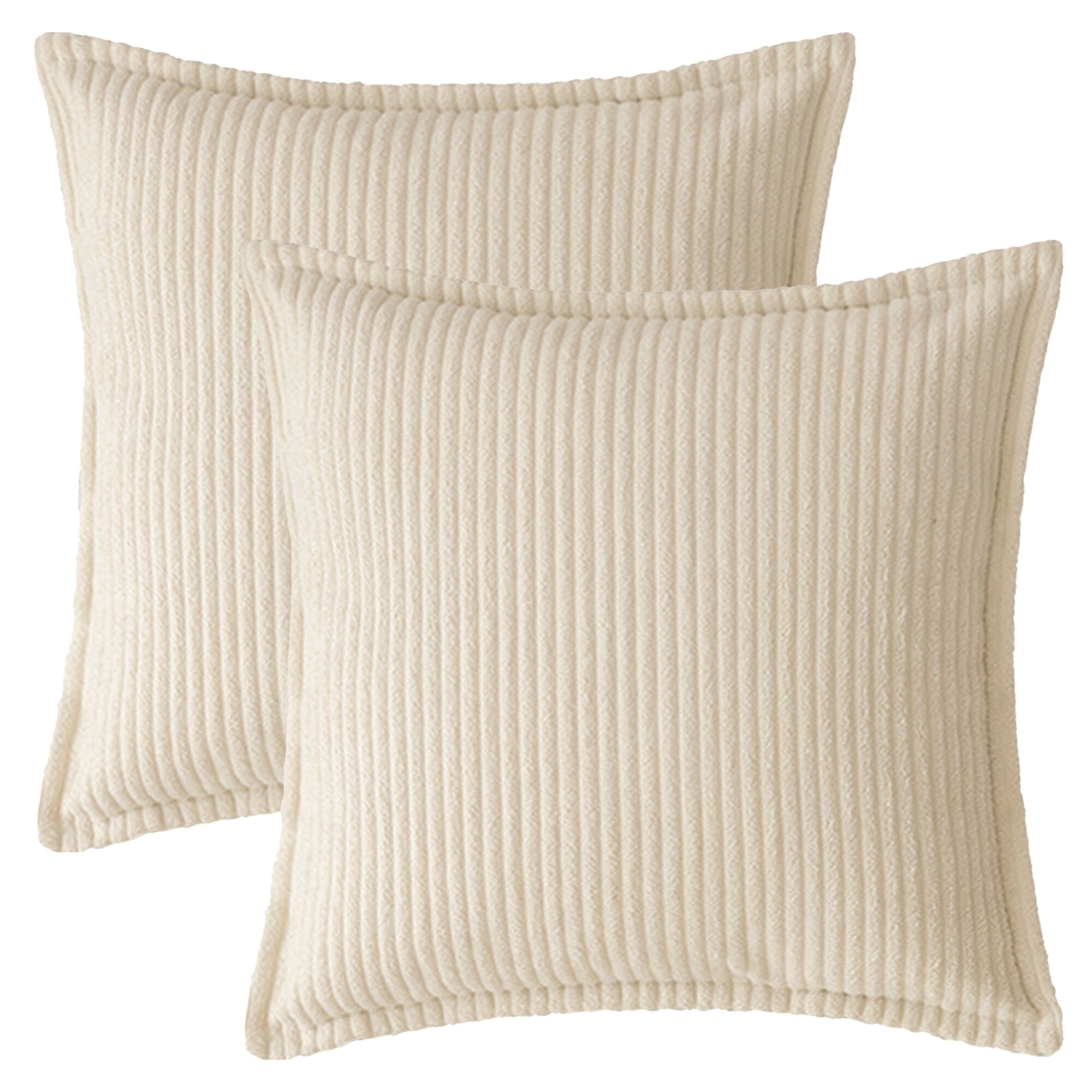 Unique Bargains Striped Decorative Throw Pillow Covers 2pcs Cushion Pillow Cases for Sofa Home Decor 18 x 18 Inch Beige