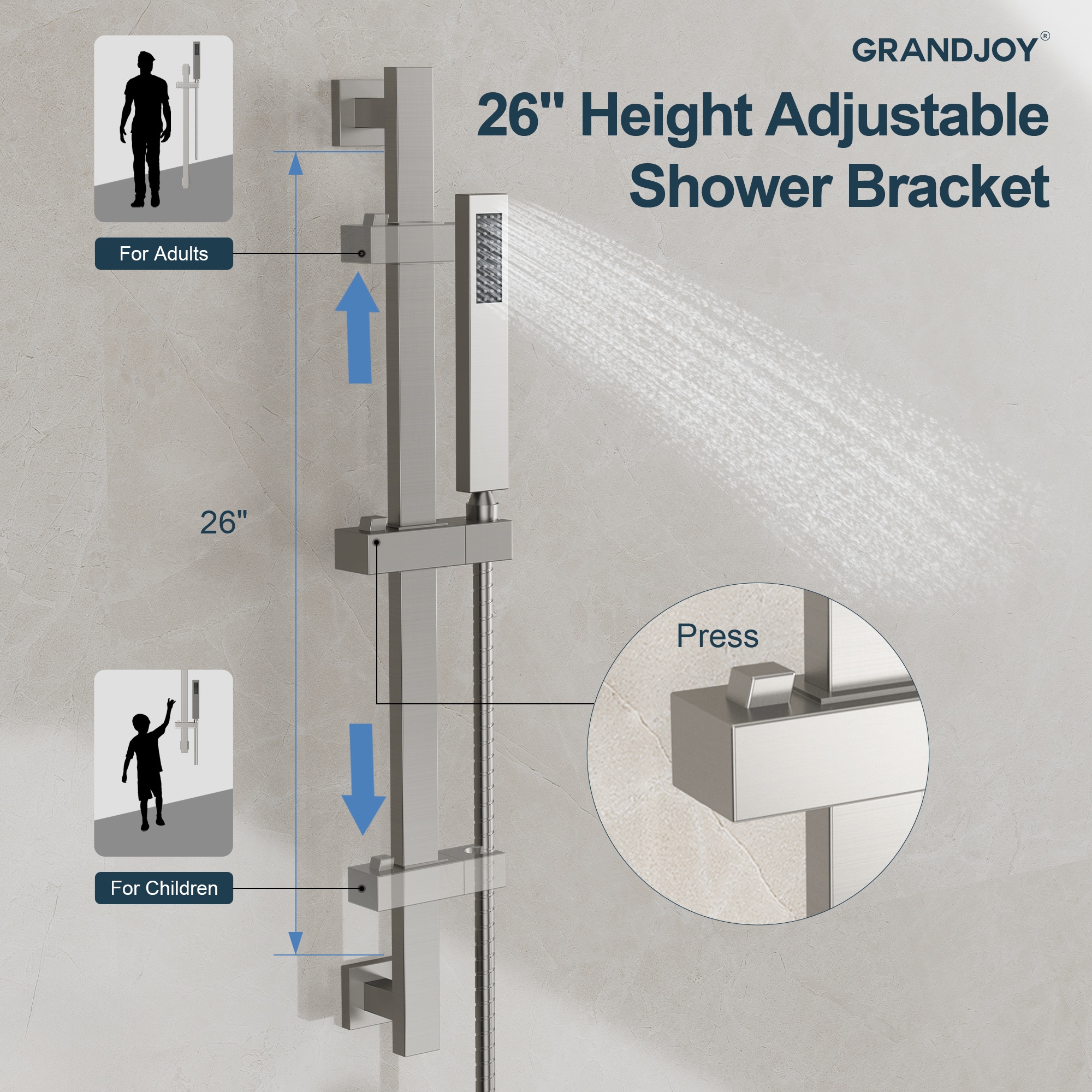 GRANDJOY SFS-1059-NK10 Showerhead-Bar-Panels - View #7