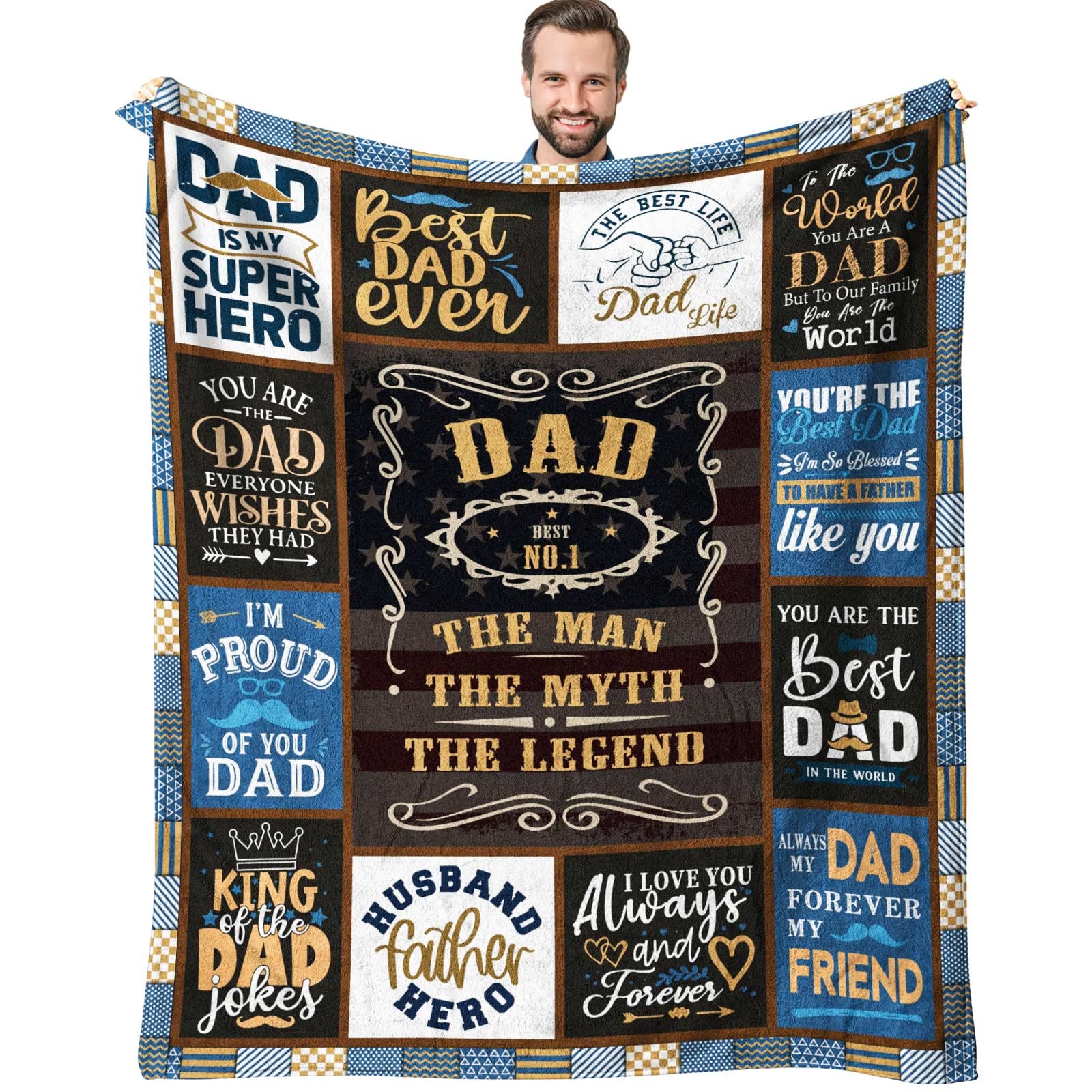 Yichuhaoxi  Fathers Day Gift Blanket for Dad 60 x 50 Inch Soft Flannel Throw Birthday Gift from Daughter Son Kids Cozy Warm Blanket for Sofa Bed