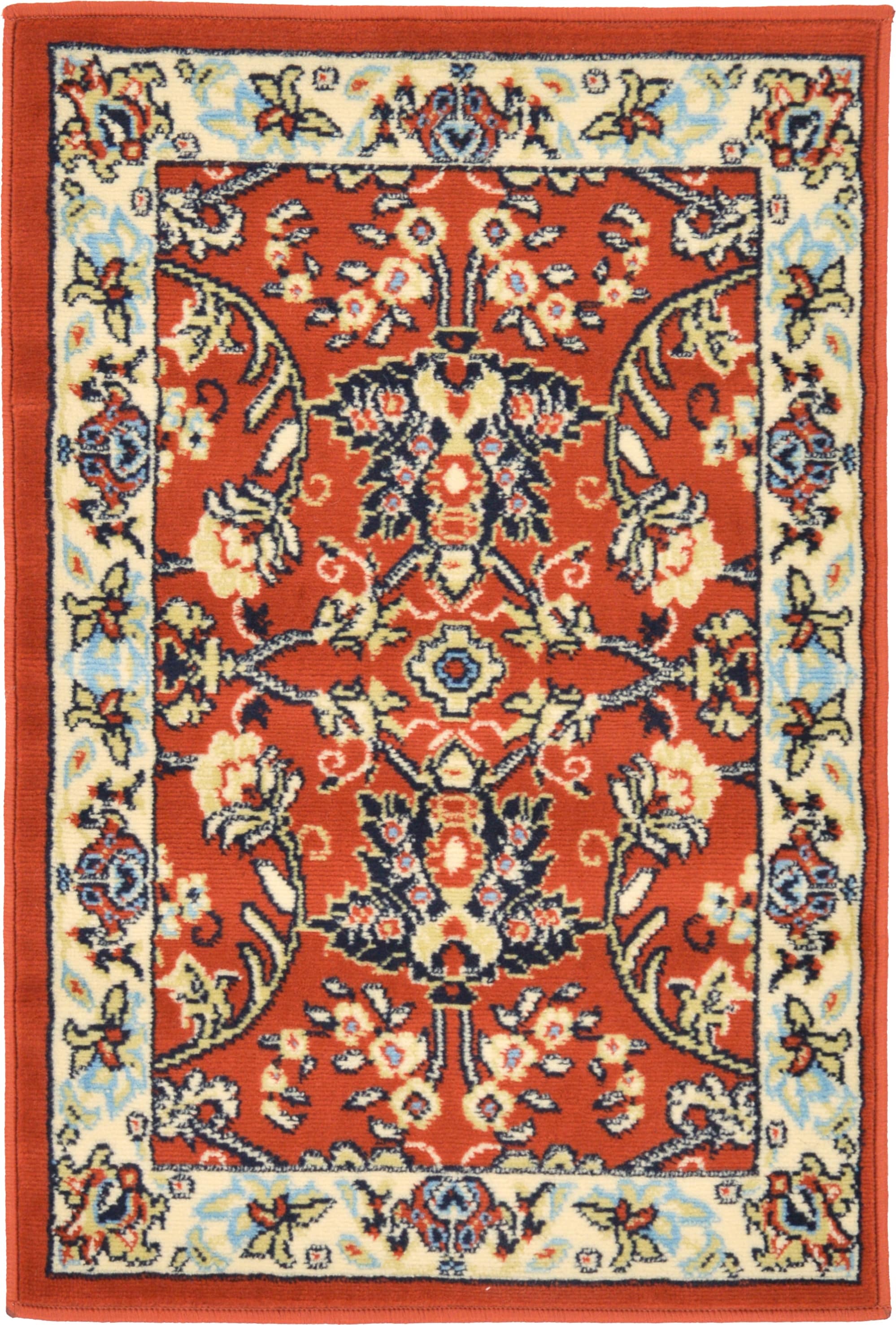 Unique Loom 3123503 Washington Sialk Hill 2 x 3 (ft) Loomed Polypropylene Terracotta/Ivory Rectangular Indoor Floral/Botanical Vintage Area rug