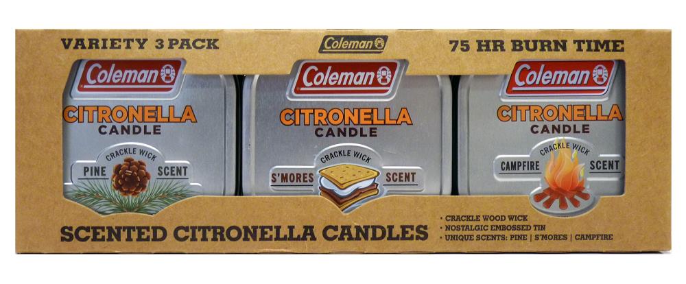 Coleman Coleman Tin Candles 3-Pack 1-Wick Tin Gray Tabletop