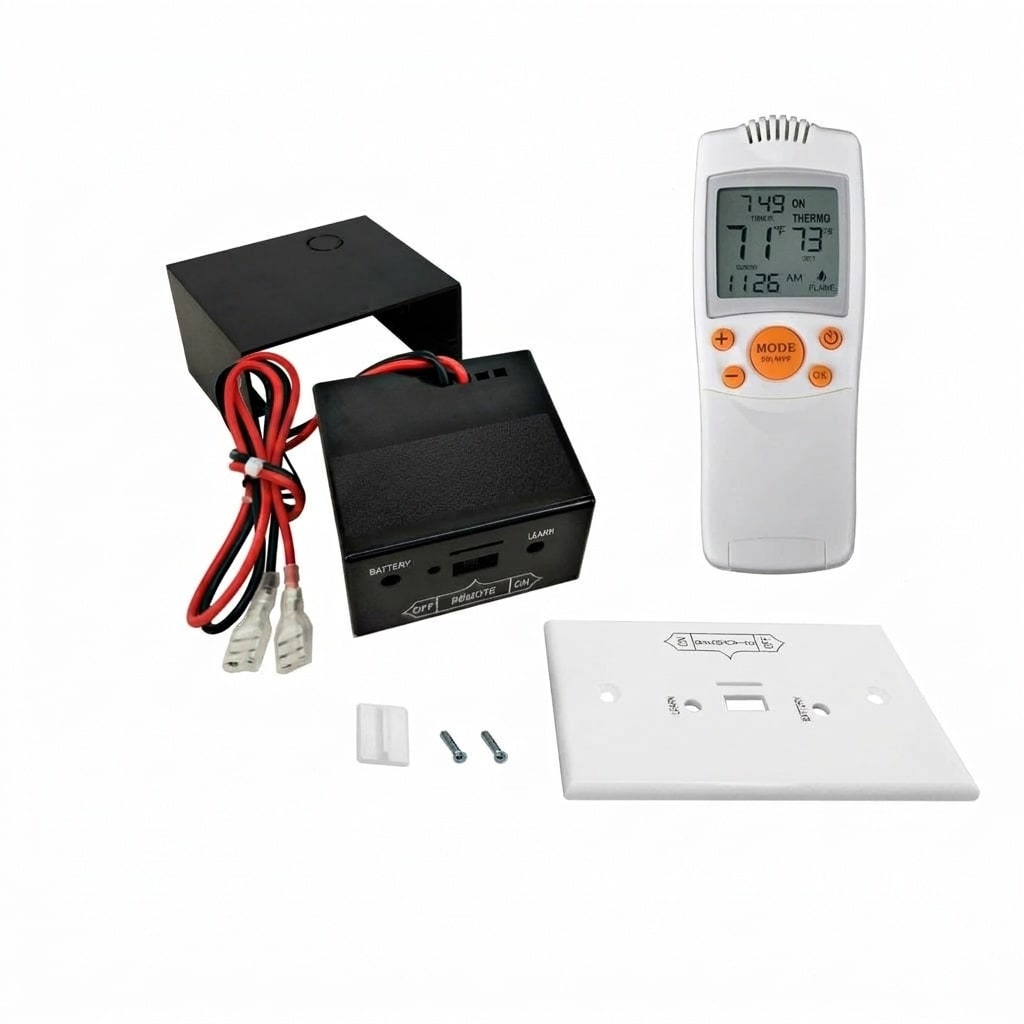 Misopily Gas Fireplace Remote Control Kit with Thermostat Timer and LCD Screen for Latching Solenoid Gas Valves Replaces Wall Switch Includes #L05MS07020