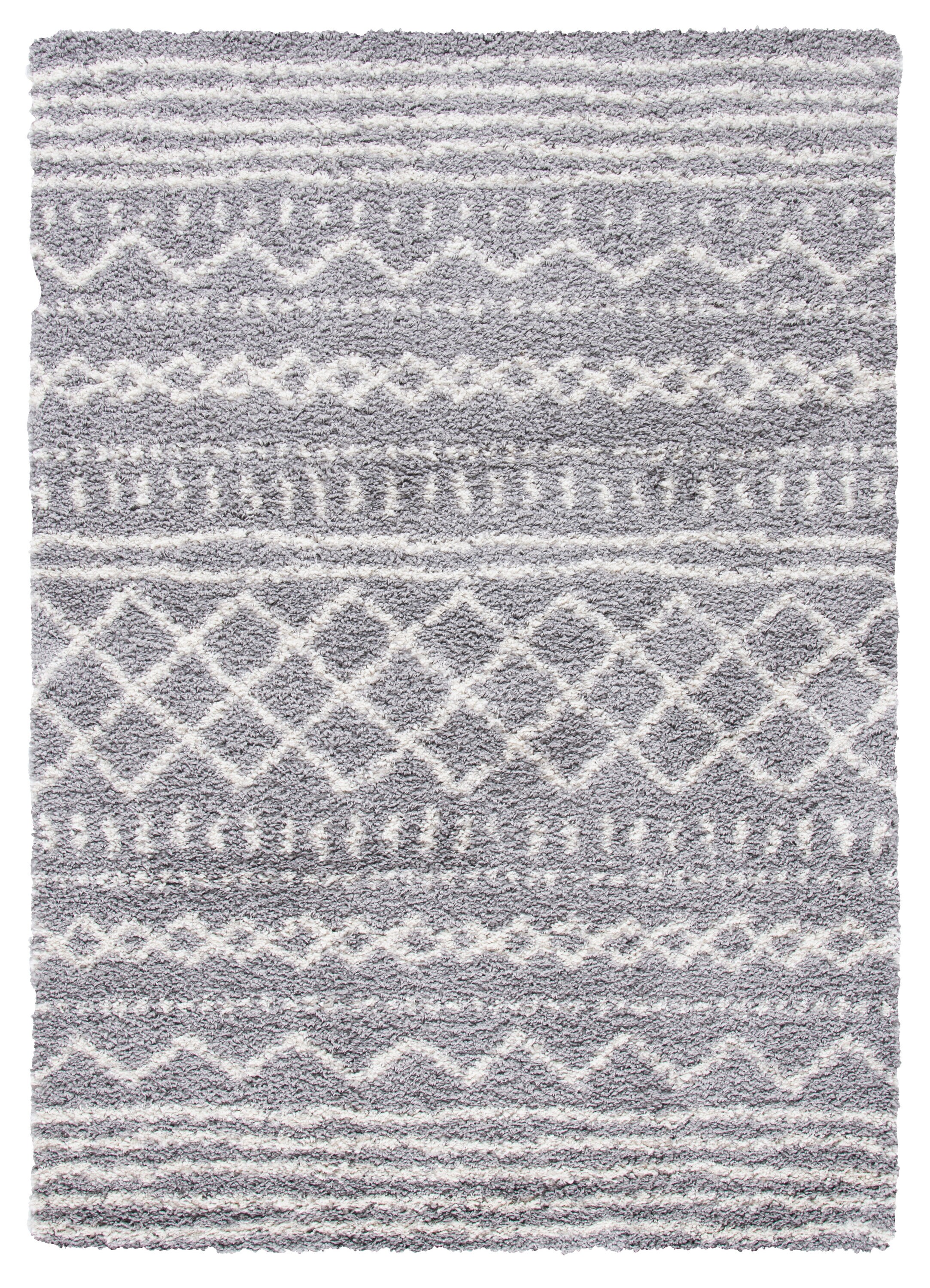 Safavieh ASG741G-5 Arizona Shag 5 x 8 (ft) Loomed Polypropylene Gray/Ivory Rectangular Indoor Abstract Moroccan Area rug