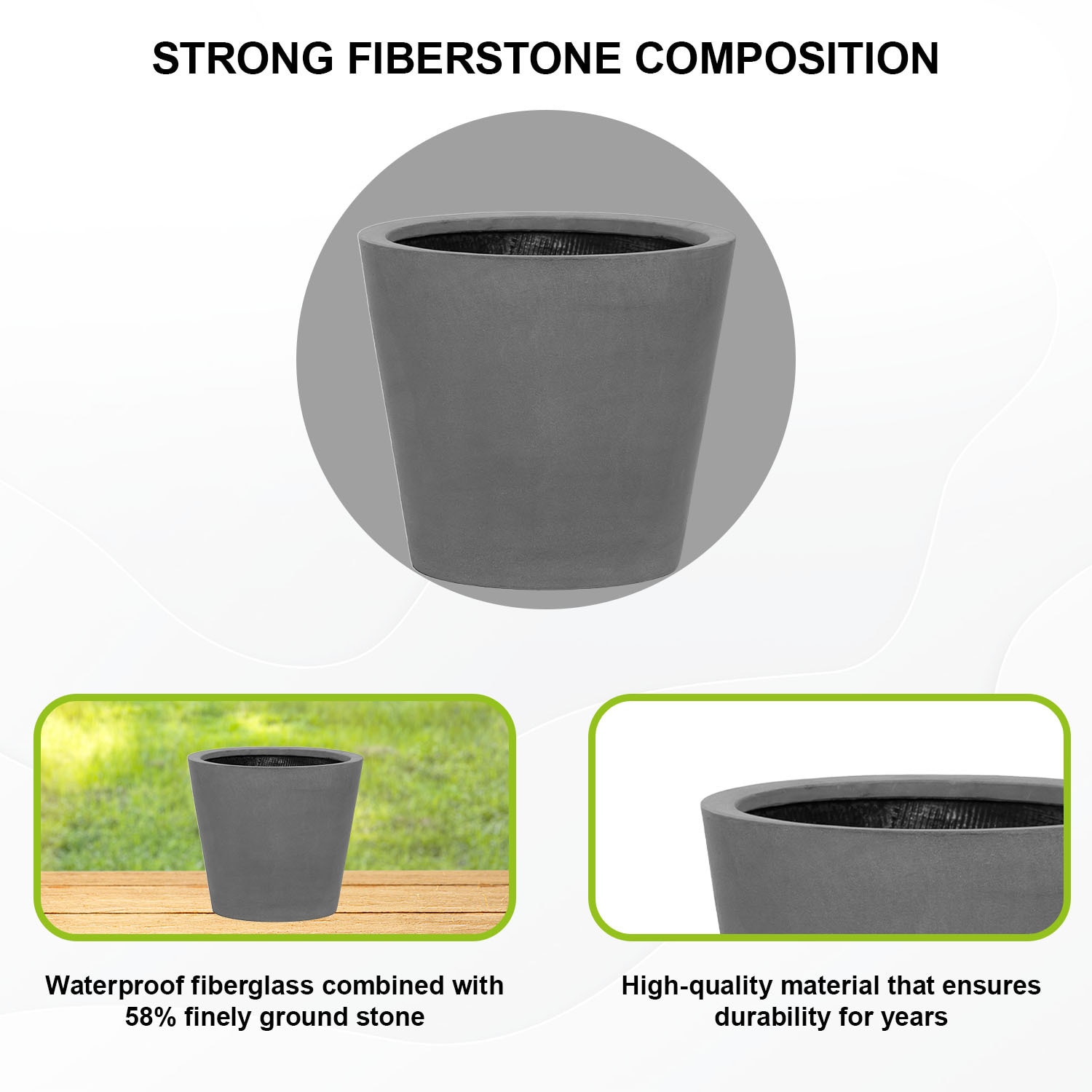 Pottery Pots 15.7-in W x 13.8-in H Gray Mixed/Composite Nursery Planter ...