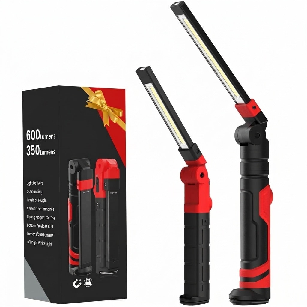 Lukvuzo 2 Pack Rechargeable LED Work Light Magnetic Flashlight with Hook Foldable Aluminum Shell 3 Modes for Car Repair Emergency BBQ Grill #LLU0423O45