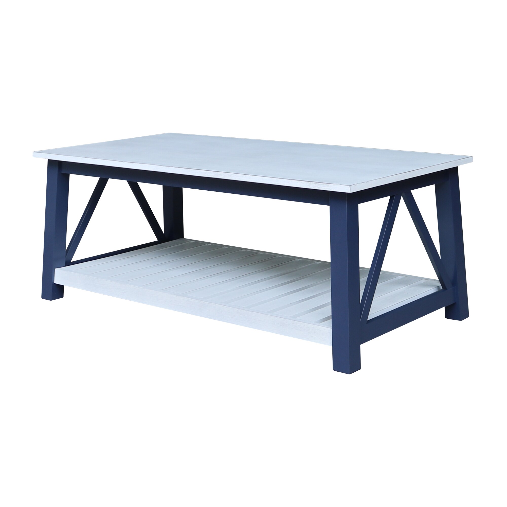 International Concepts OT62-16C Surrey Antiqued Chalk Rubberwood Wood Casual Coffee Table with Storage