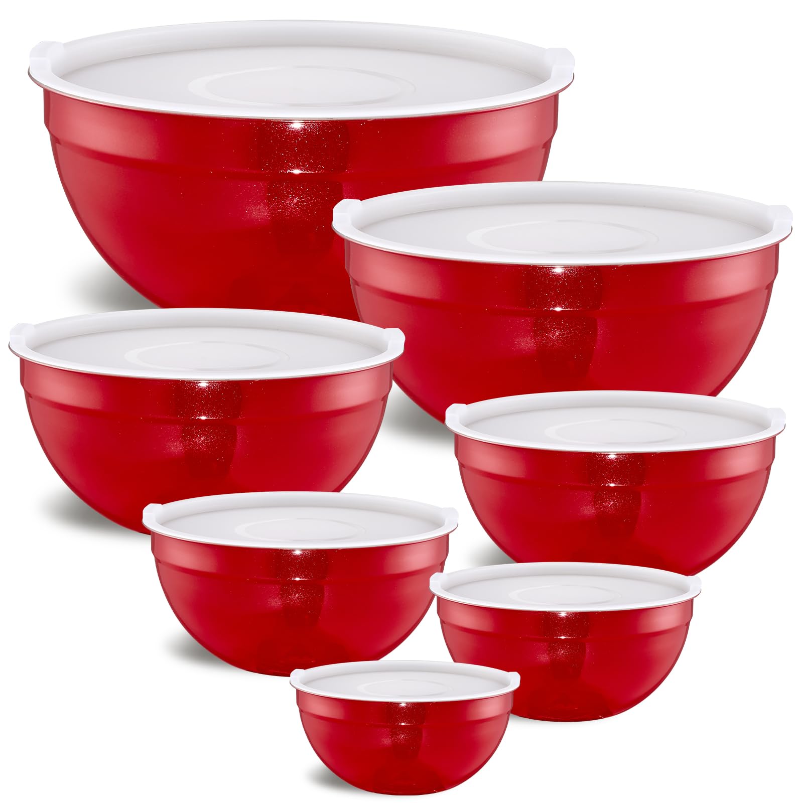 Aoibox  7 Piece Stainless Steel Nesting Mixing Bowls with Airtight Lids Set of 7 7 QT 3 6 QT 2 7 QT 2 1 QT 1 5 QT 1 1 QT