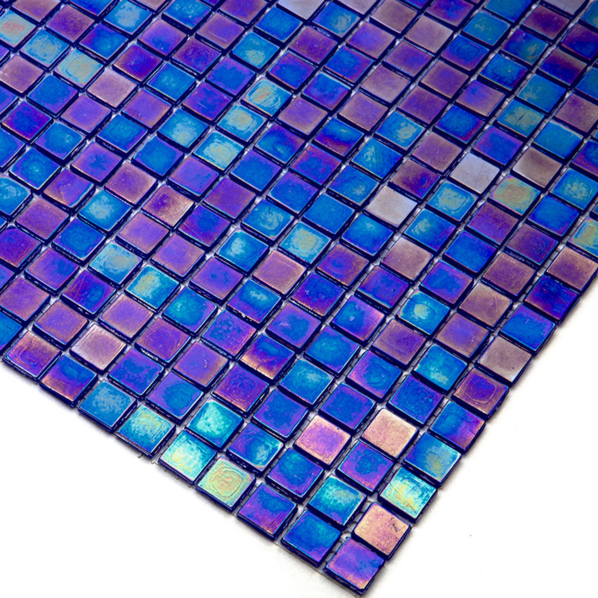 Apollo Tile Skosh Shimmer Multi Blue 11-1/2-in x 11-1/2-in Glossy Glass Uniform Squares Floor and Wall Tile (18.69-sq. ft/ Carton)