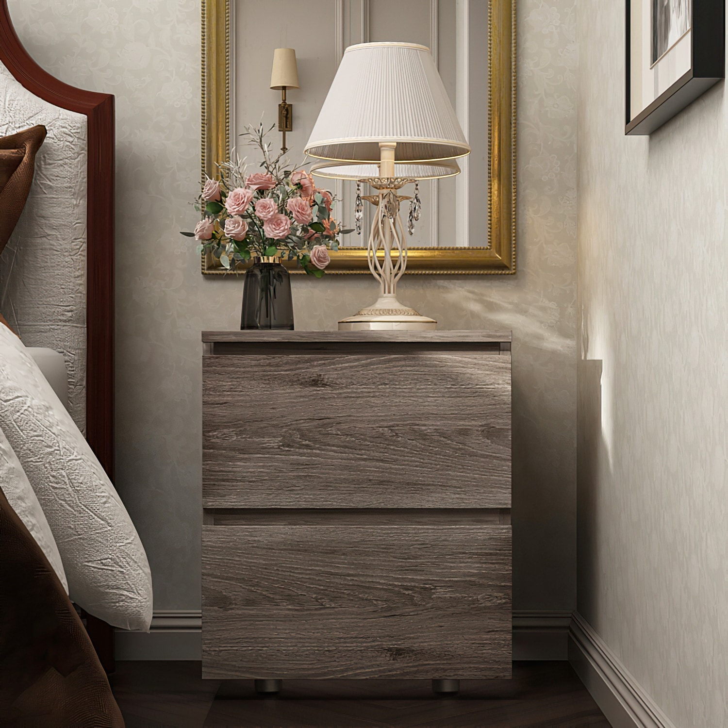 FUFU&GAGA KF200150-02 Gray Nightstand