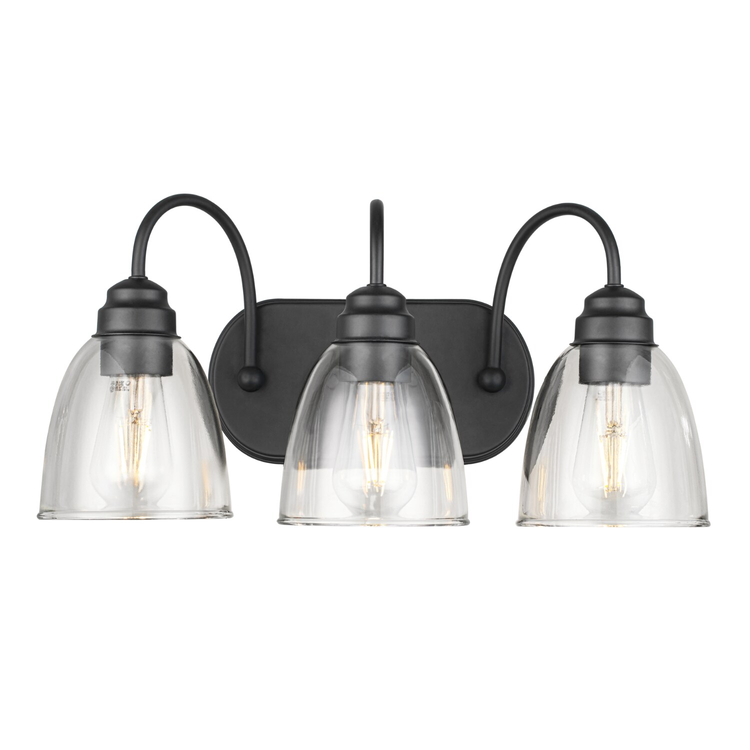 Project Source Wynfield 18.86-in 3-Light Matte Black LED Transitional ...