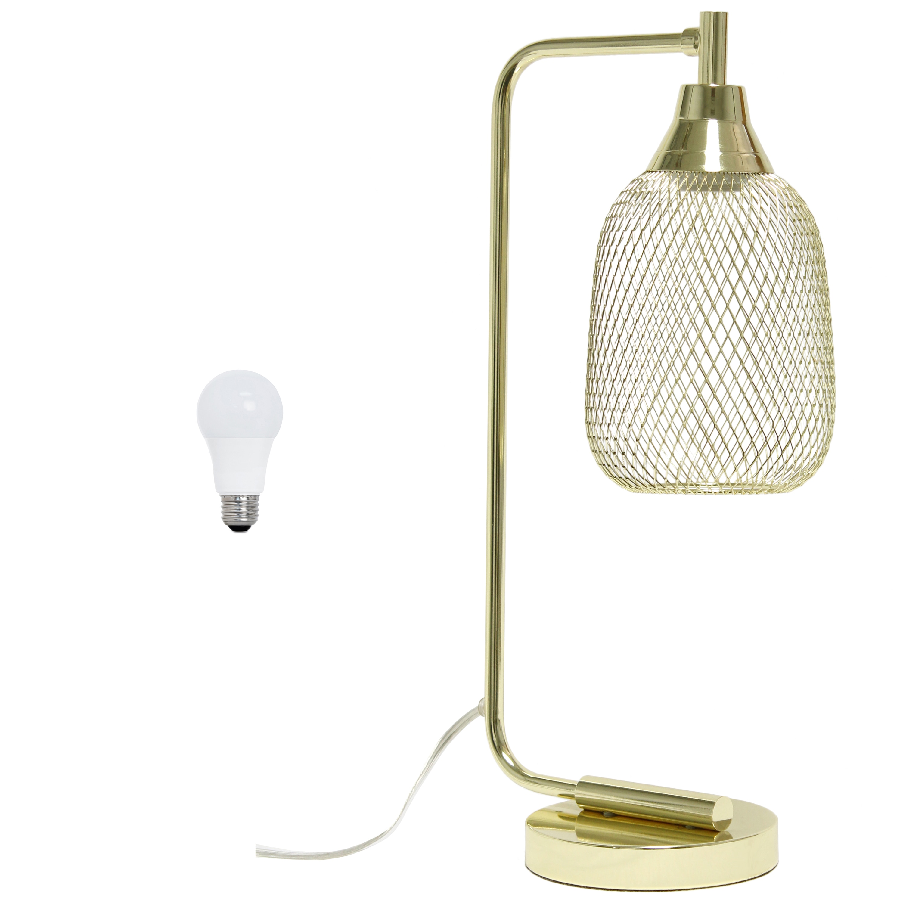 Elegant Designs LD1060-GLD-LB 19-in Gold Standard Desk Lamp with Metal Shade