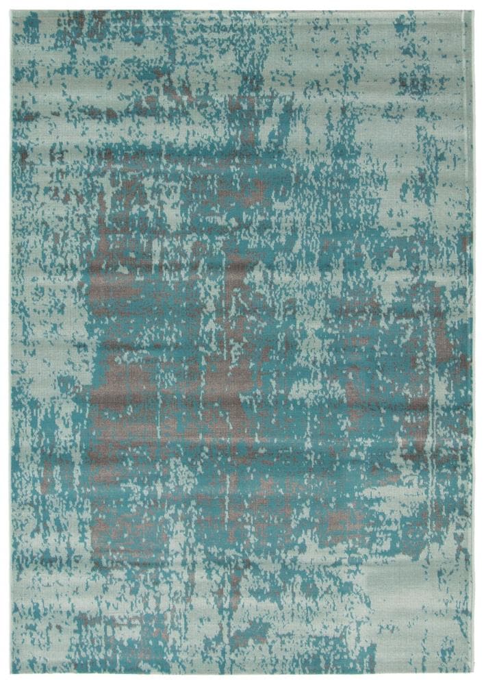 ECARPETGALLERY 351105 Charlotte 7 x 9 (ft) Polypropylene Aqua Rectangular Indoor Distressed/Overdyed Area rug