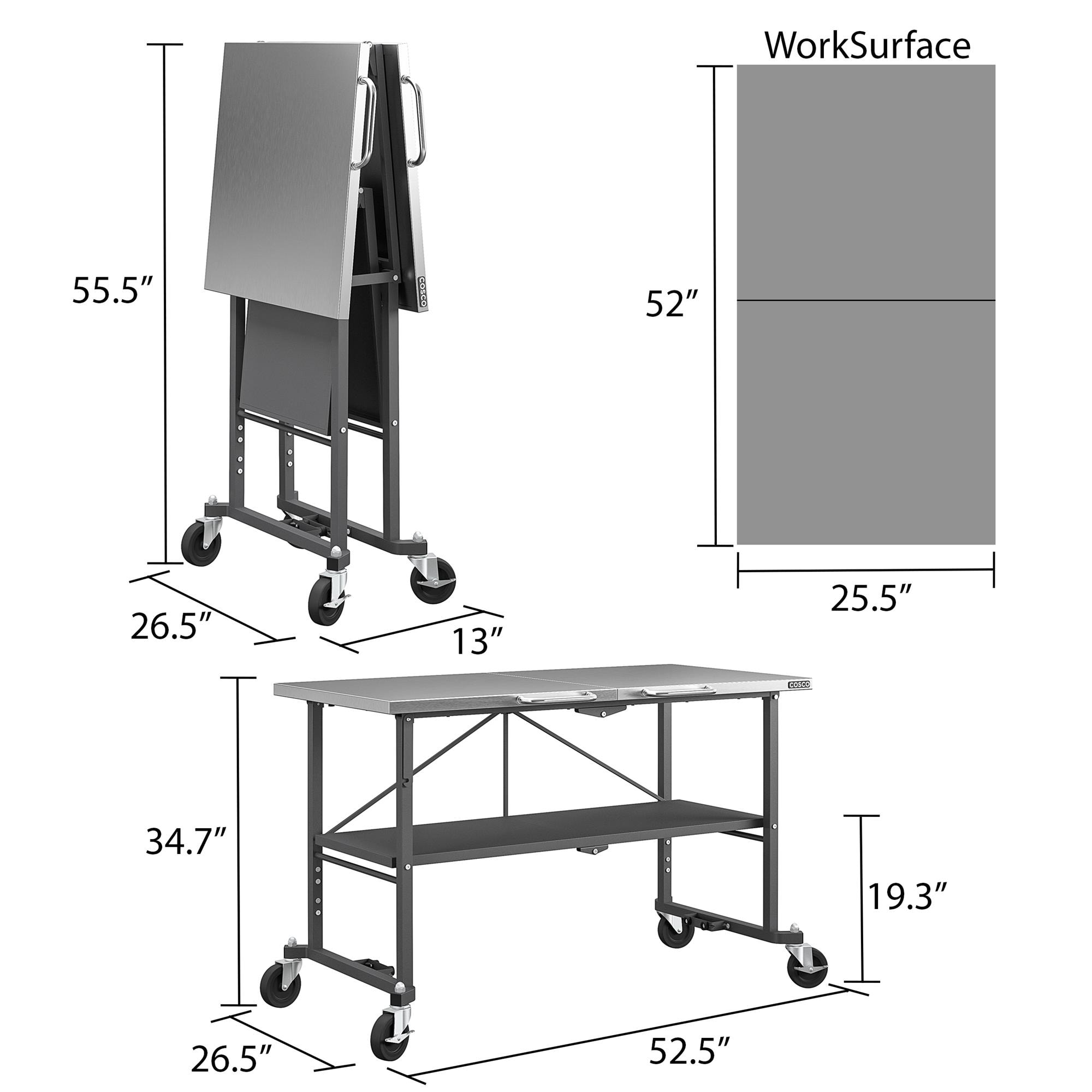 Cosco All Steel Vinyl Work Seat with Rolling Casters Black