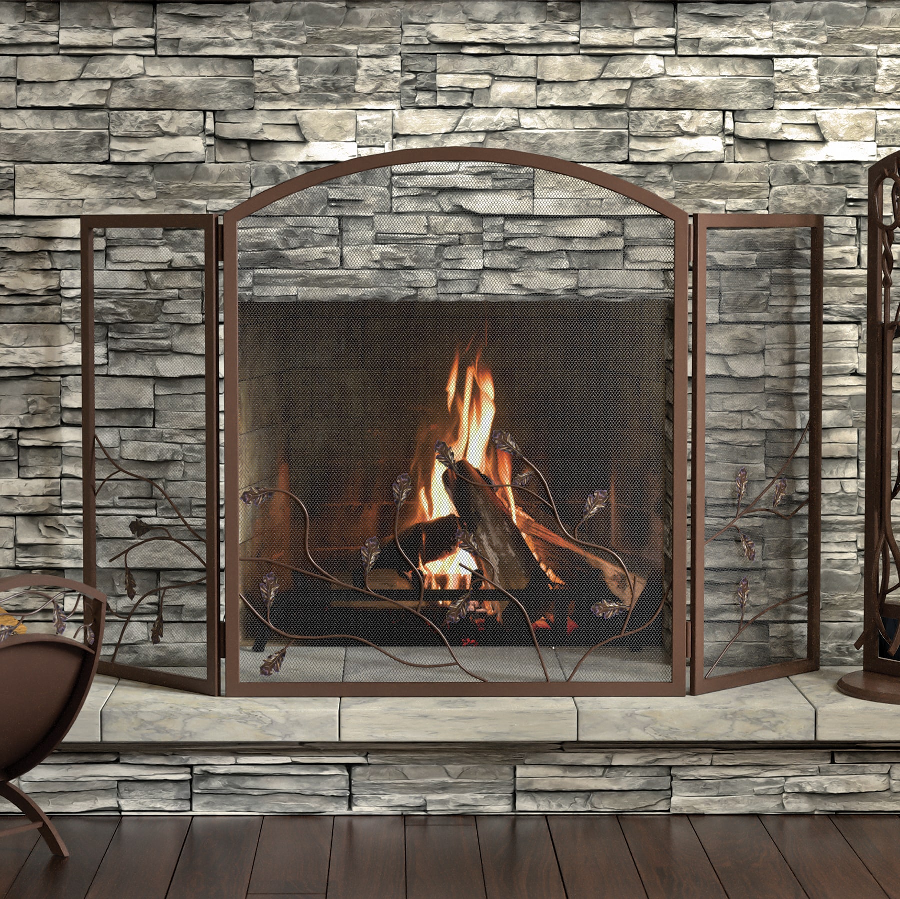  WICHEMI Fireplace Screen 3 Panel Folding Fireplace
