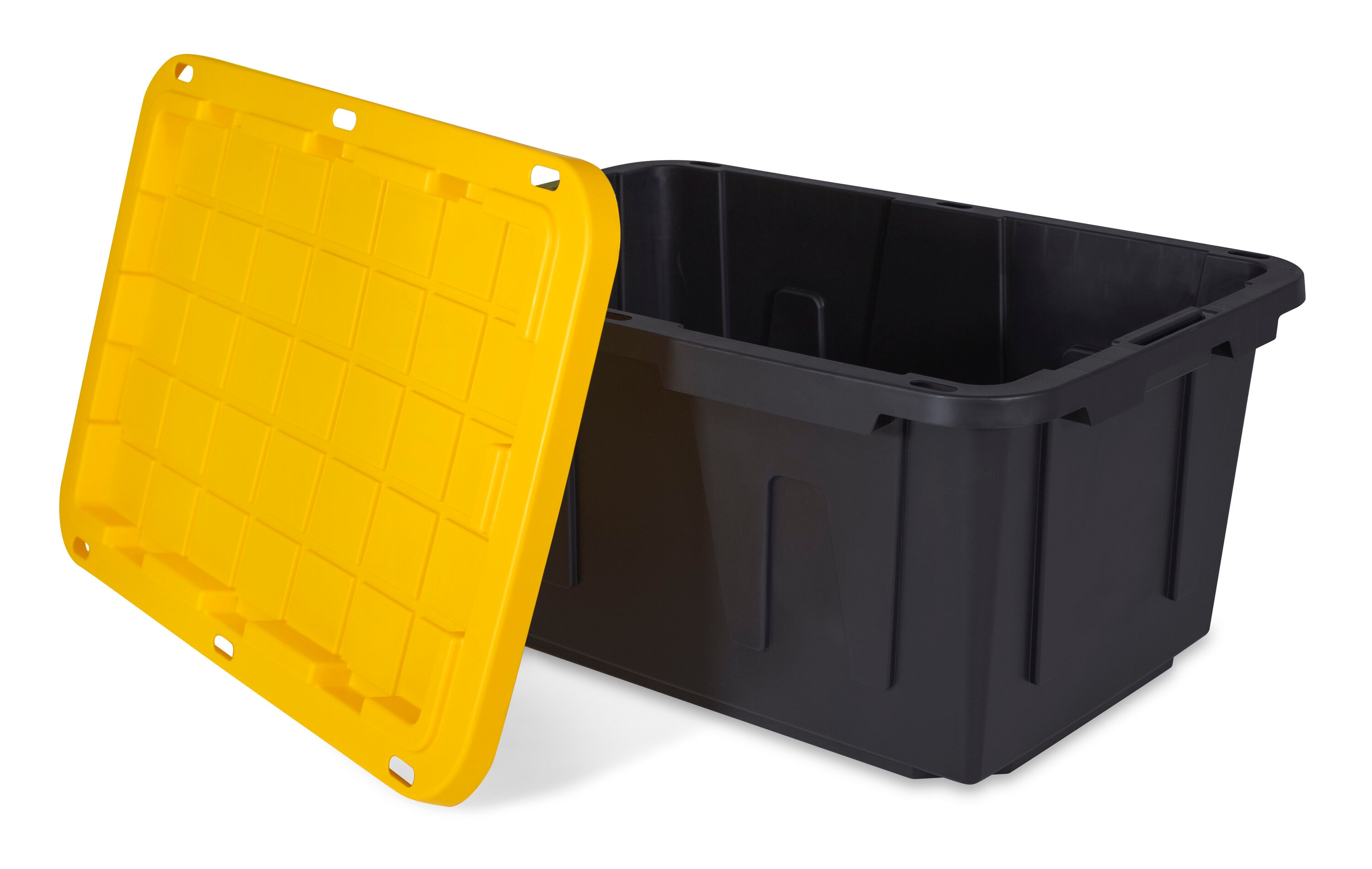 Project Source Commander Medium 12-Gallons (48-Quart) Black and Yellow  Heavy Duty Tote with Standard Snap Lid in the Plastic Storage Containers  department at