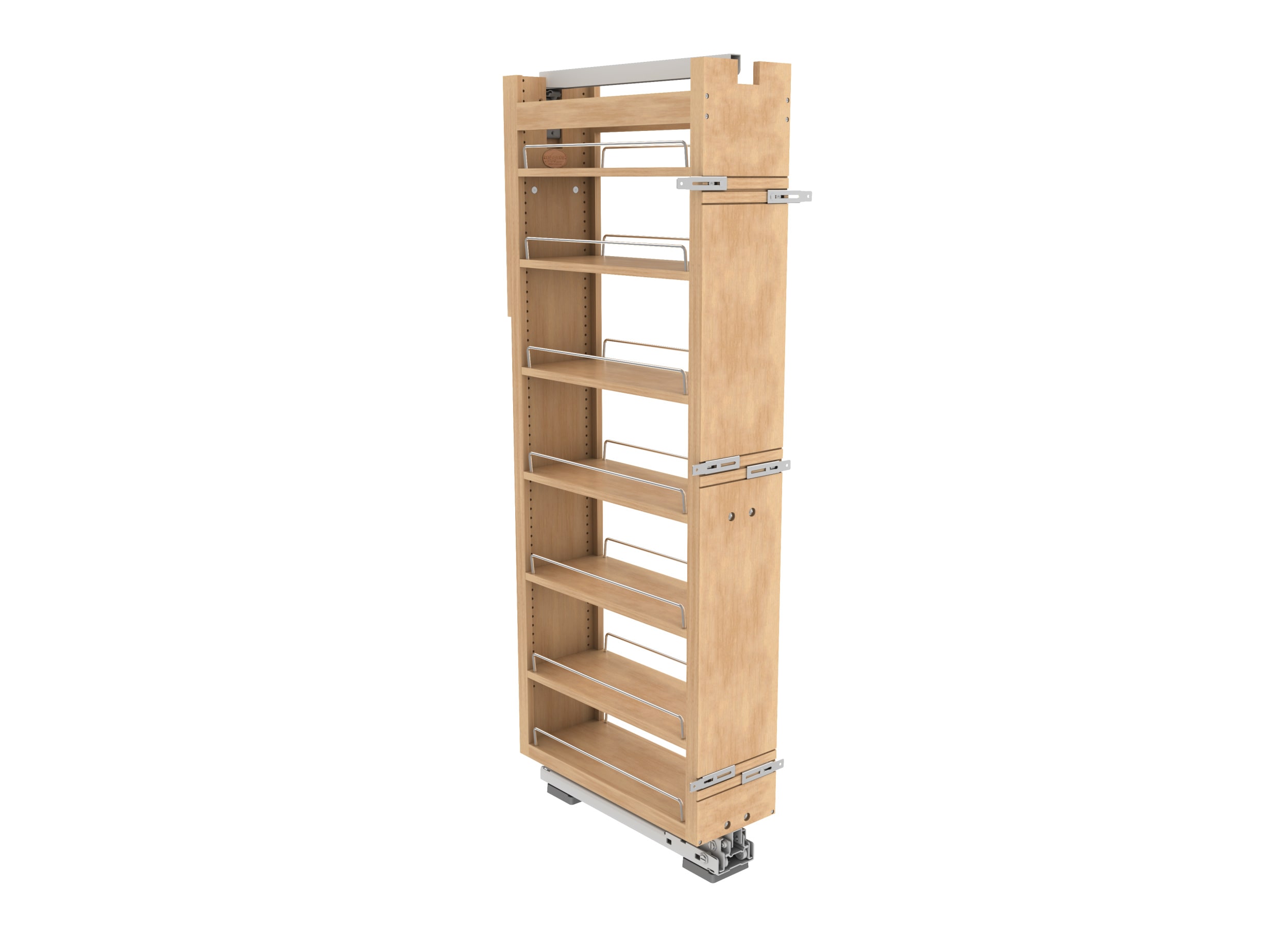 Rev-A-Shelf 448-TPF58-8-1 448 (Tall) Series 8-Inches W x 59.875-Inches H x 22.39-Inches D 7 -Tier Cabinet-mount Light Brown Wood Soft Close Pull-out Sliding shelf kit