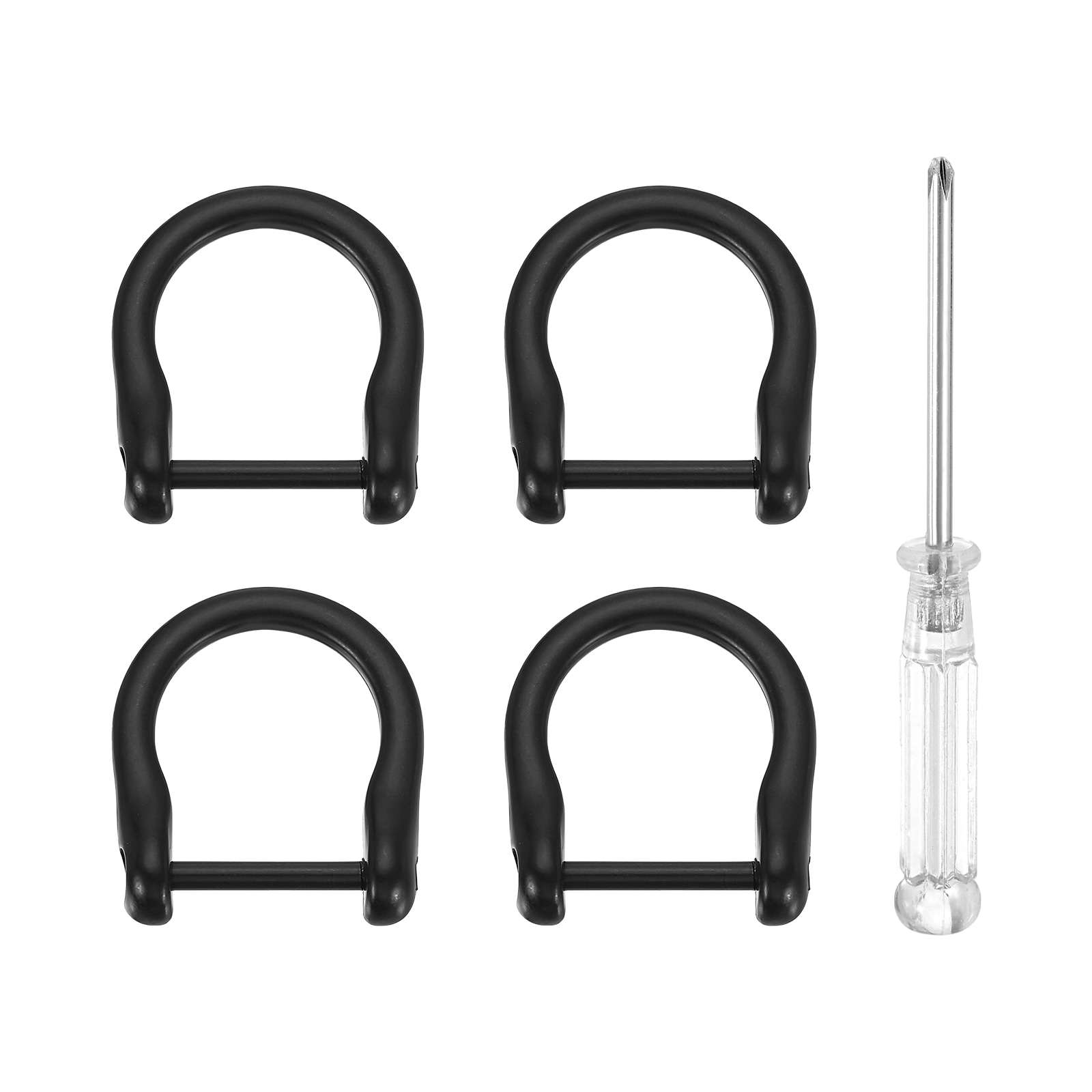 Harfington 4pcs D-Rings Screw in Shackle 5/8-Inch Metal Horseshoe U Shape Semicircle D Ring Purse Key Holder with Screwdriver for DIY Leather Craft Keychain Collar Accessories Matte Black #S26042000UX1055