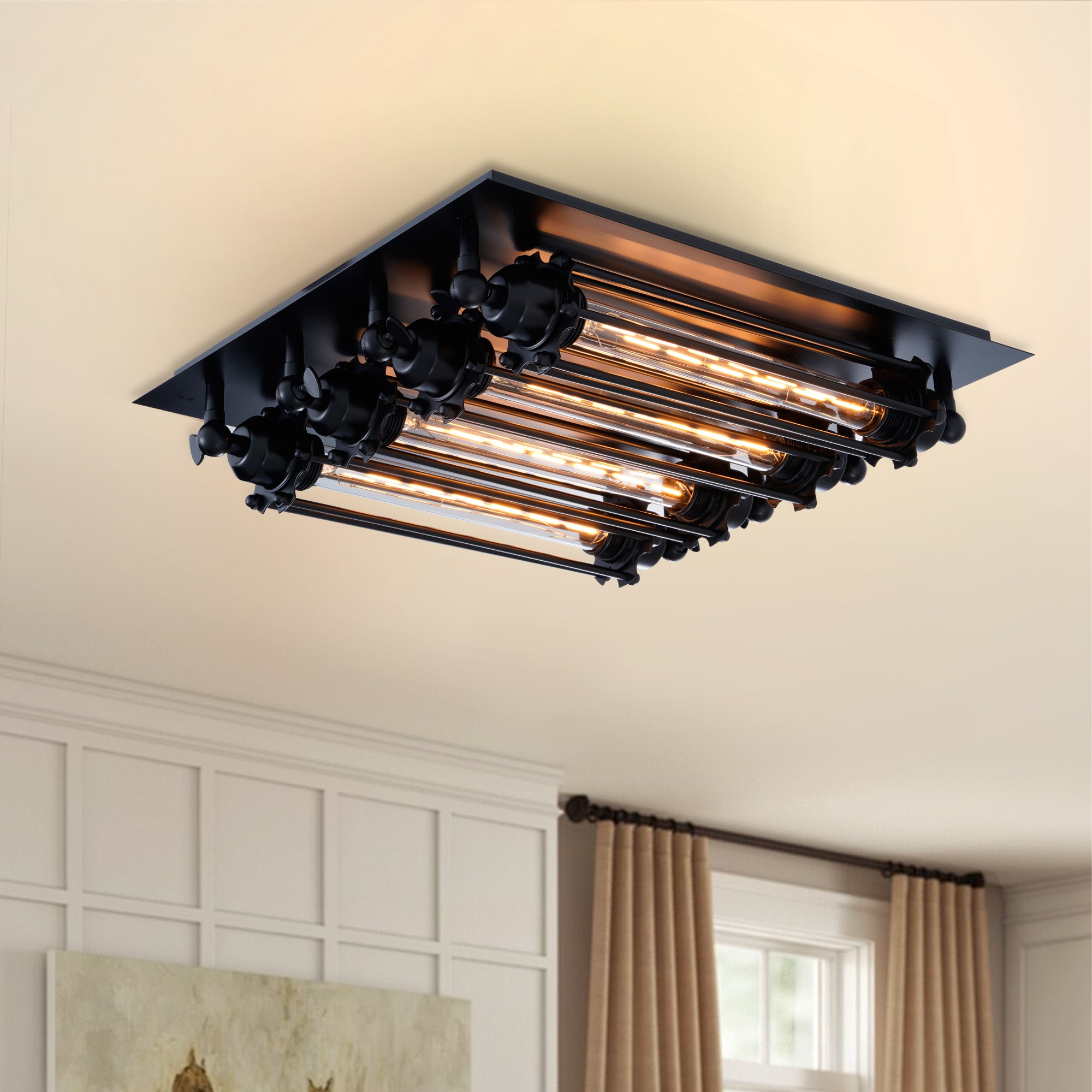 EFPERFECT 19 Inch Industrial Steampunk Flush Mount Vintage Ceiling