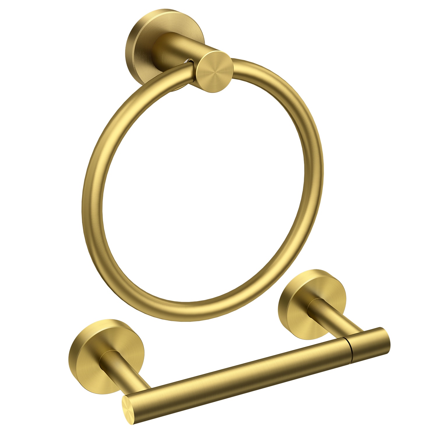 FURUISI LG11901 2 -Piece Brushed Gold Decorative Bathroom Hardware Set Toilet Paper Holder, Towel Ring Included