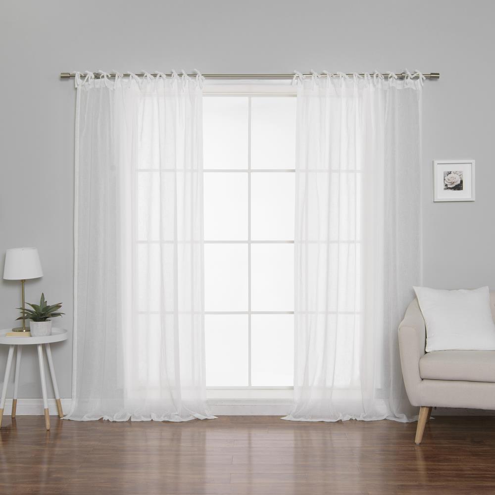 Best Home Fashion 84-in White Sheer Top Tab Curtain Panel Pair at Lowes.com