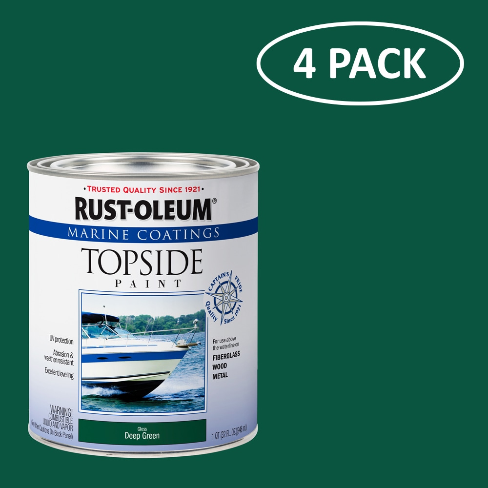 Rust-Oleum 4 -Pack Marine Coatings Topside Paint Gloss Deep Green Oil-based Marine paint ( 1-quart ) #207007SOS