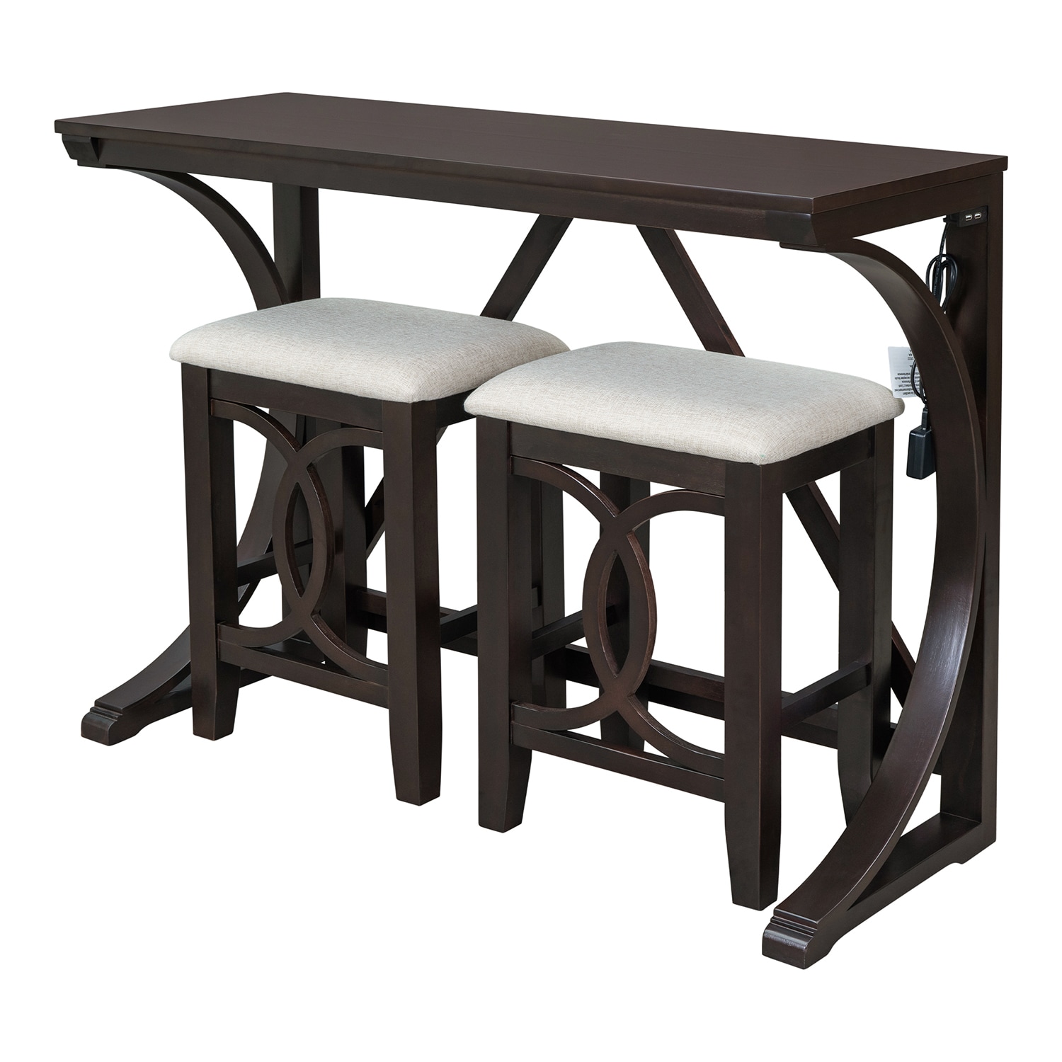 SINOFURN SYA390021BG Brown Rustic Dining Room Set with Rectangular Table ( Seats 2 )