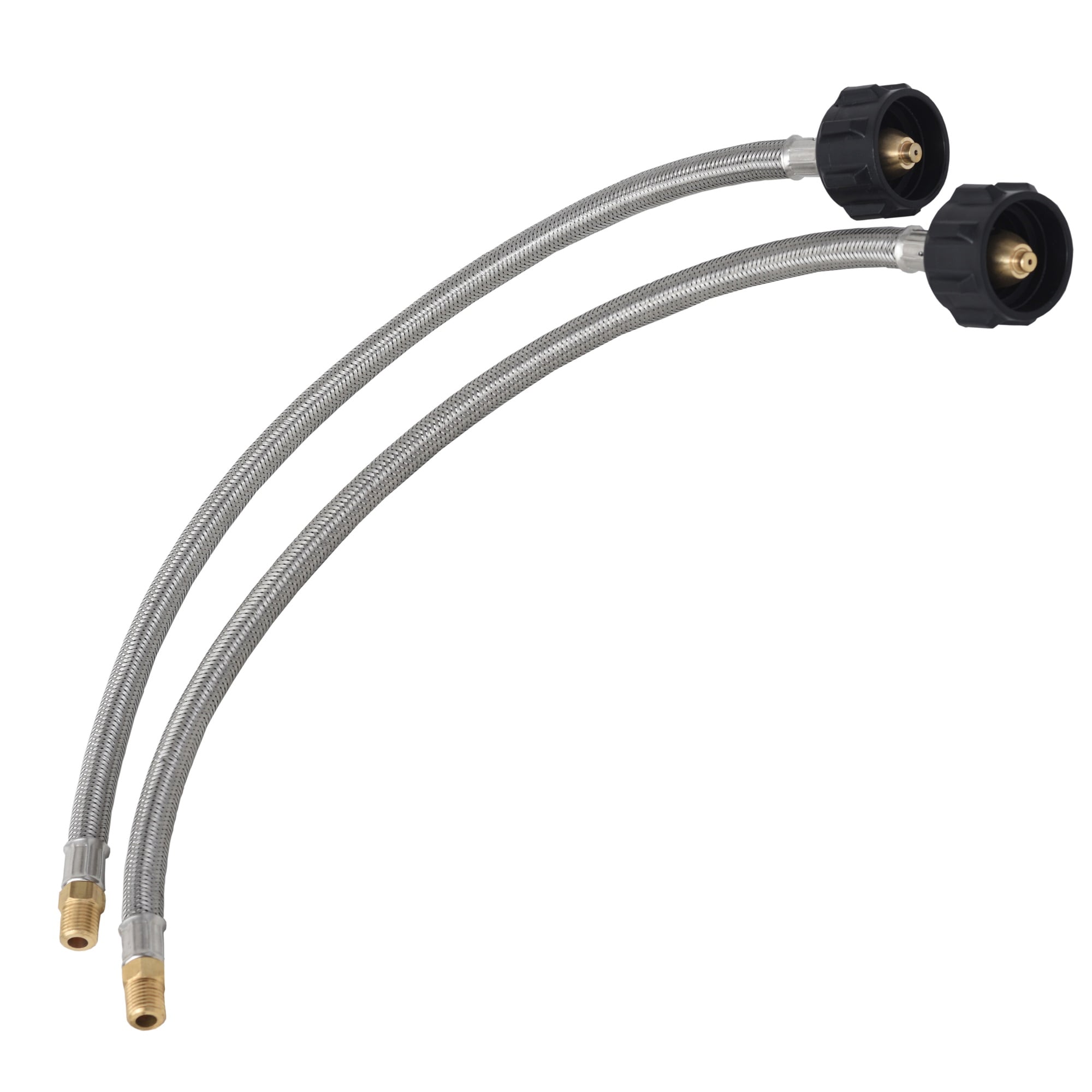 Flame King FK-SSPT-18INX2 1/4" Male NPT Adapter (Not Flare), 18" Pigtail Steel-braided Propane hose