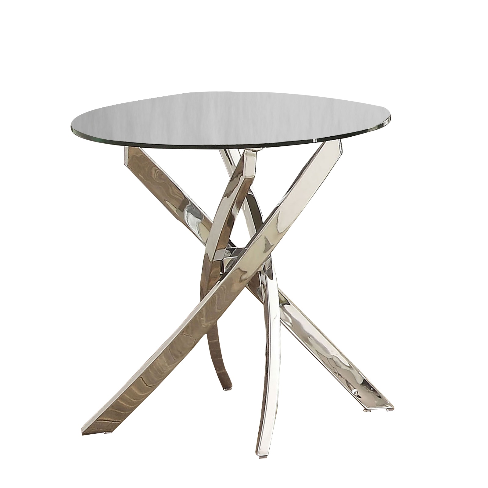 Benzara BM208060 21.63-in W x 21.63-in H Silver and clear Glass Round Modern End Table