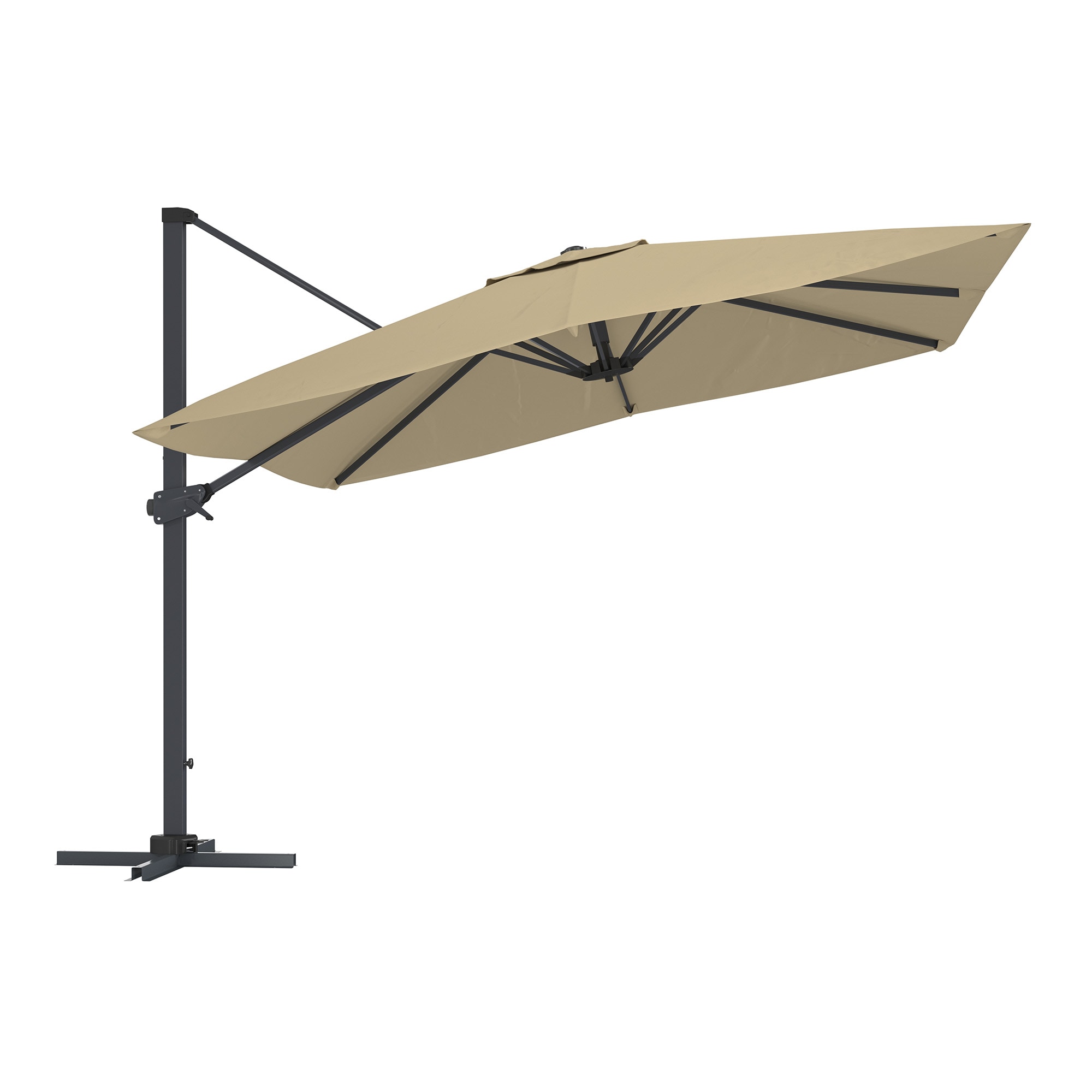 Clihome CL-UIET-9-RB 10-ft Aluminum Brown Crank Cantilever Patio Umbrella