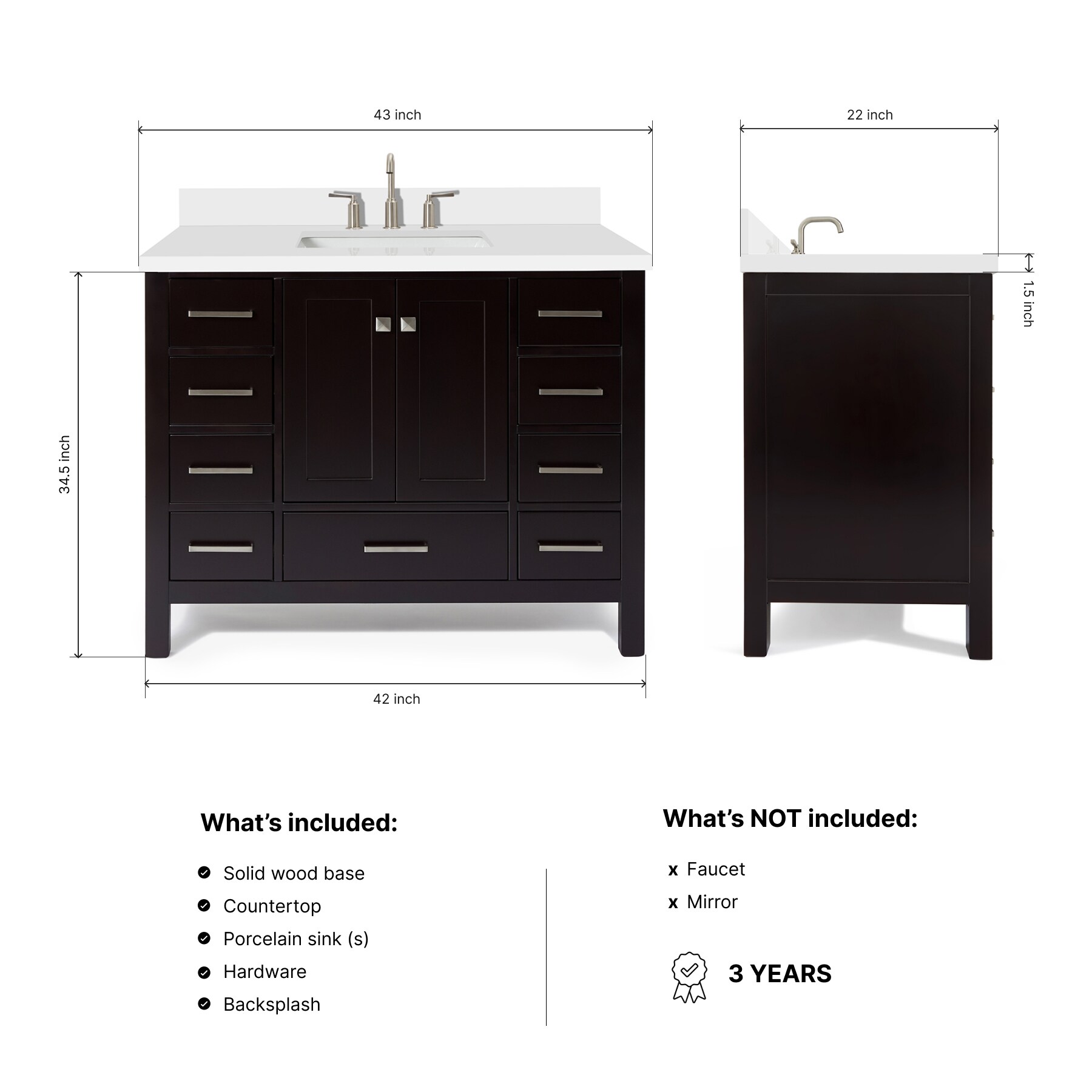 ARIEL A043SWQRVOESP Bath-Vanity-Combo - View #3