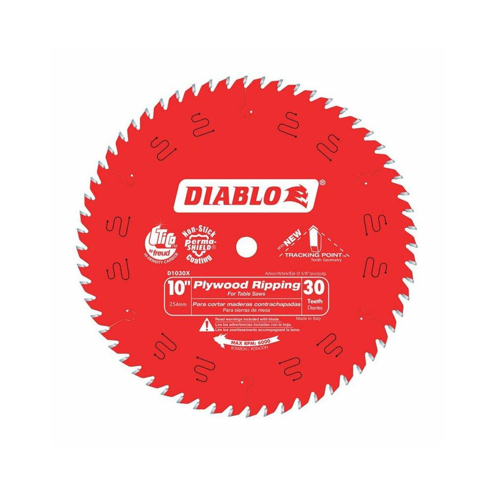 Diablo ACHR138244  2829638 10 in. Dia. x 0.63 in. TiCo Hi-Density Carbide Plywood Ripping Saw Blade- 30 Teeth